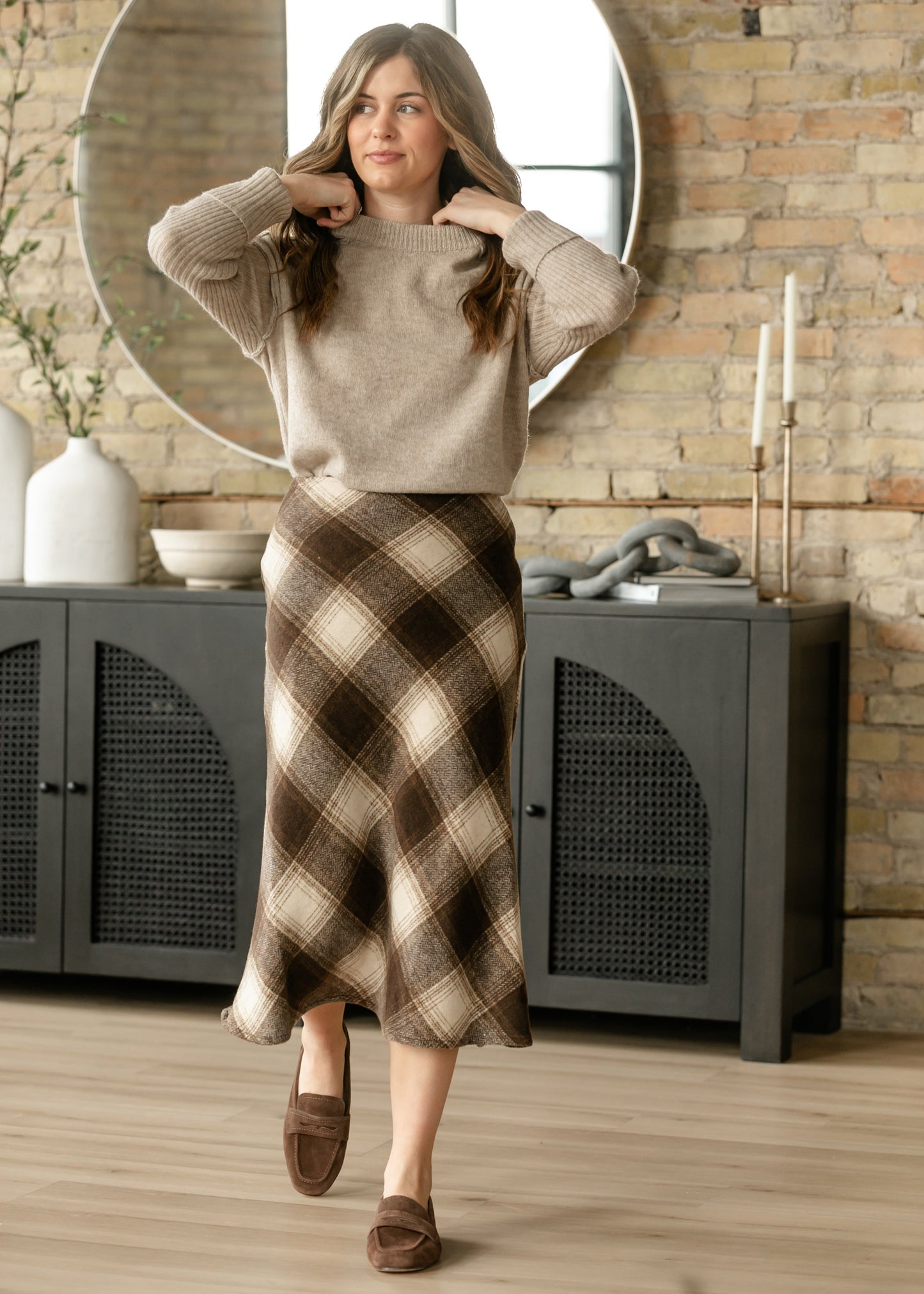 Sonata Plaid Bias Midi Skirt FF Skirts