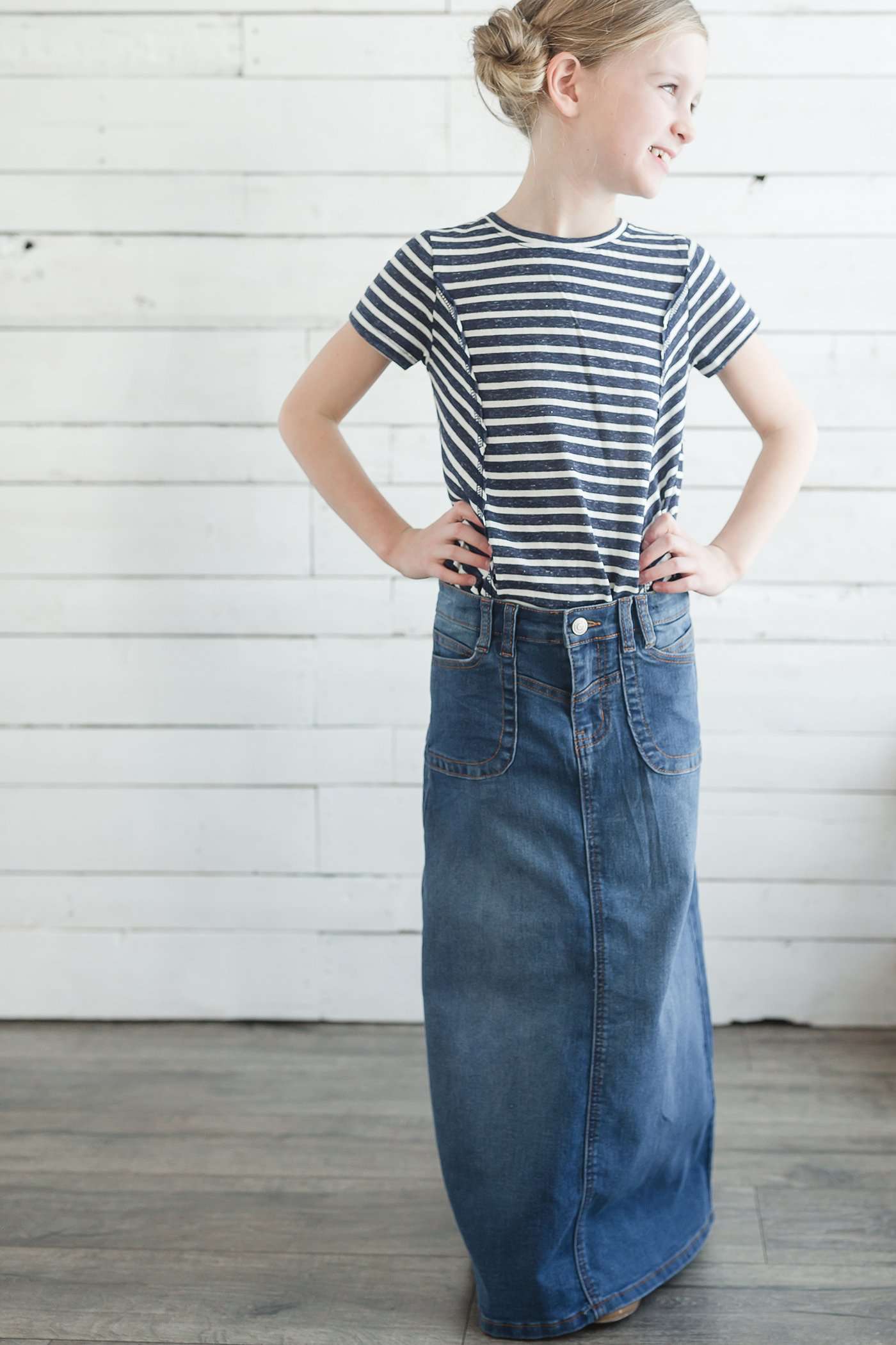 Sophia Long Denim Skirt FF Skirts