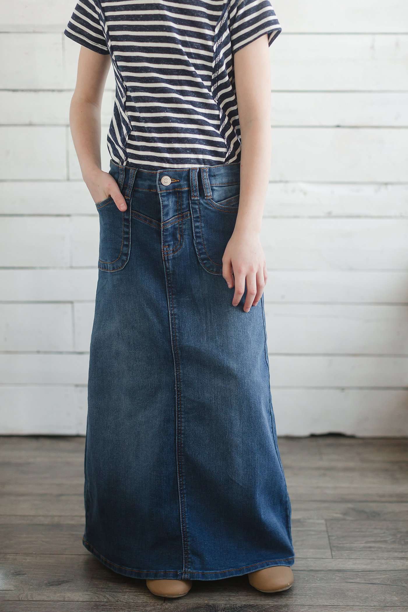 Sophia Long Denim Skirt Skirts