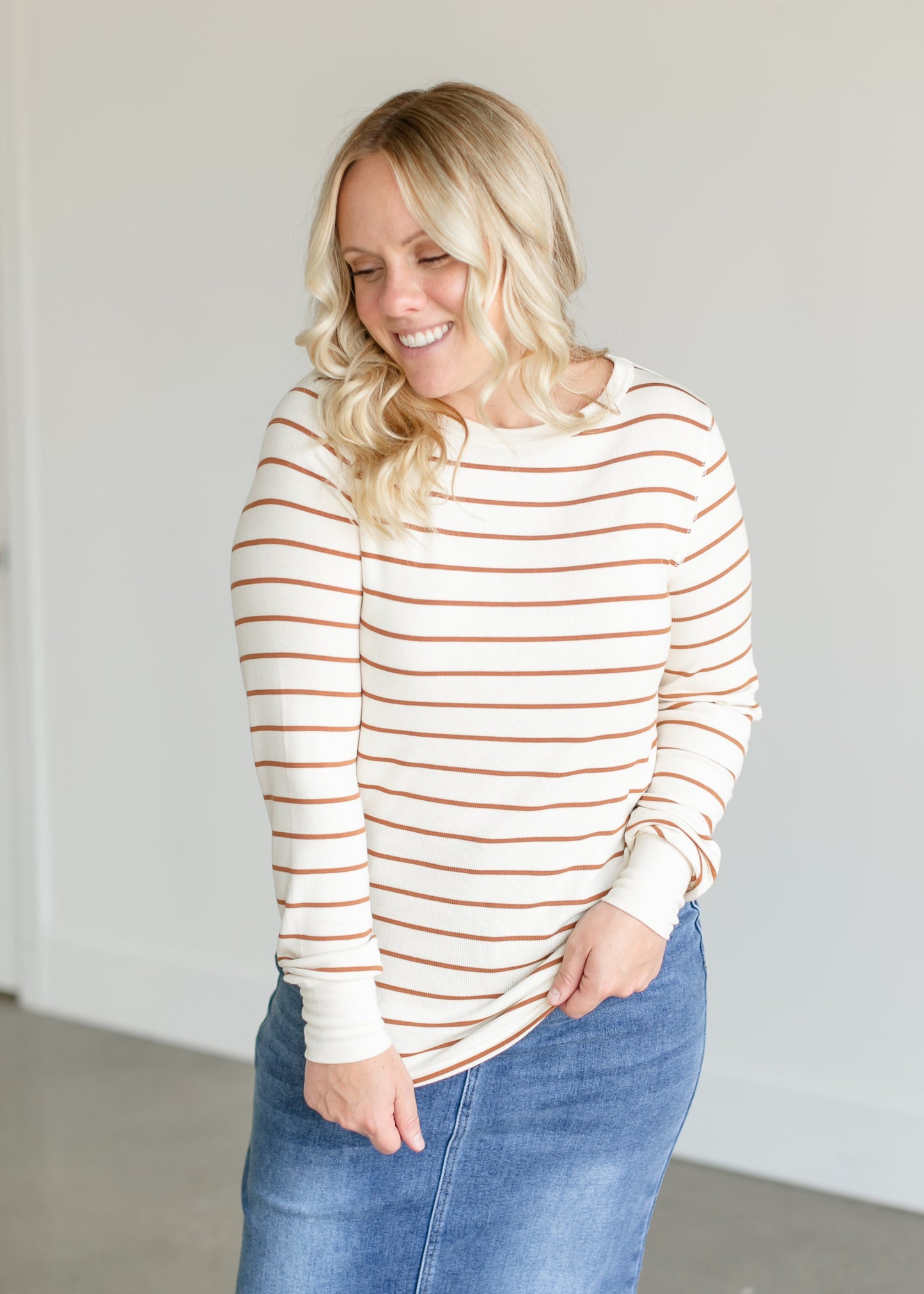 Stacy Knit Crewneck Top FF Tops