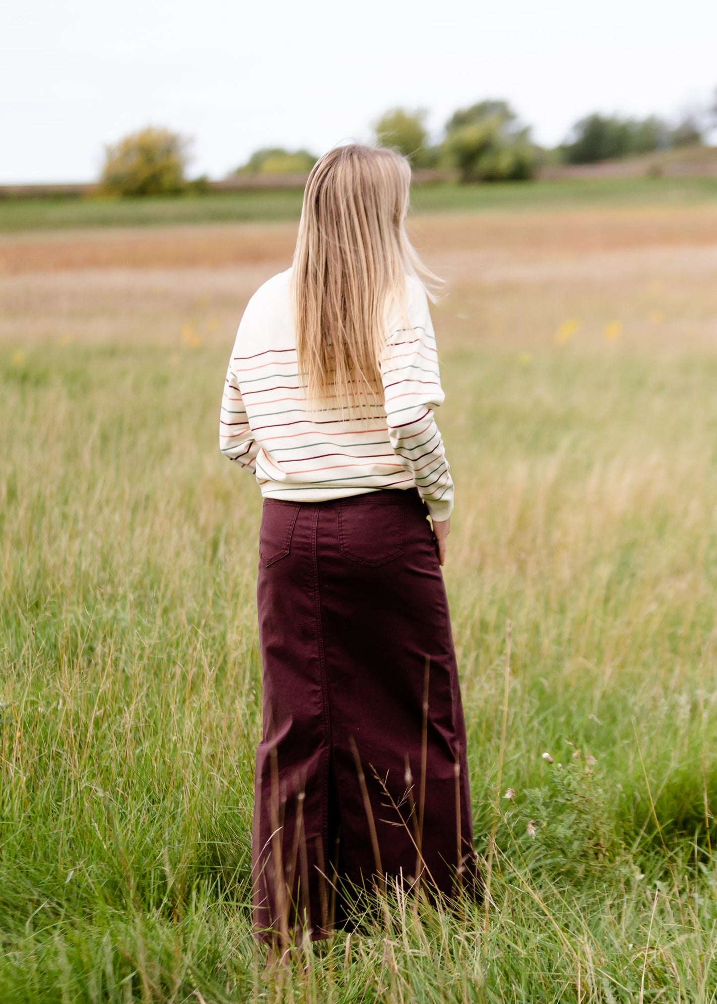 Stella Currant Long Denim Maxi Skirt - FINAL SALE IC Skirts