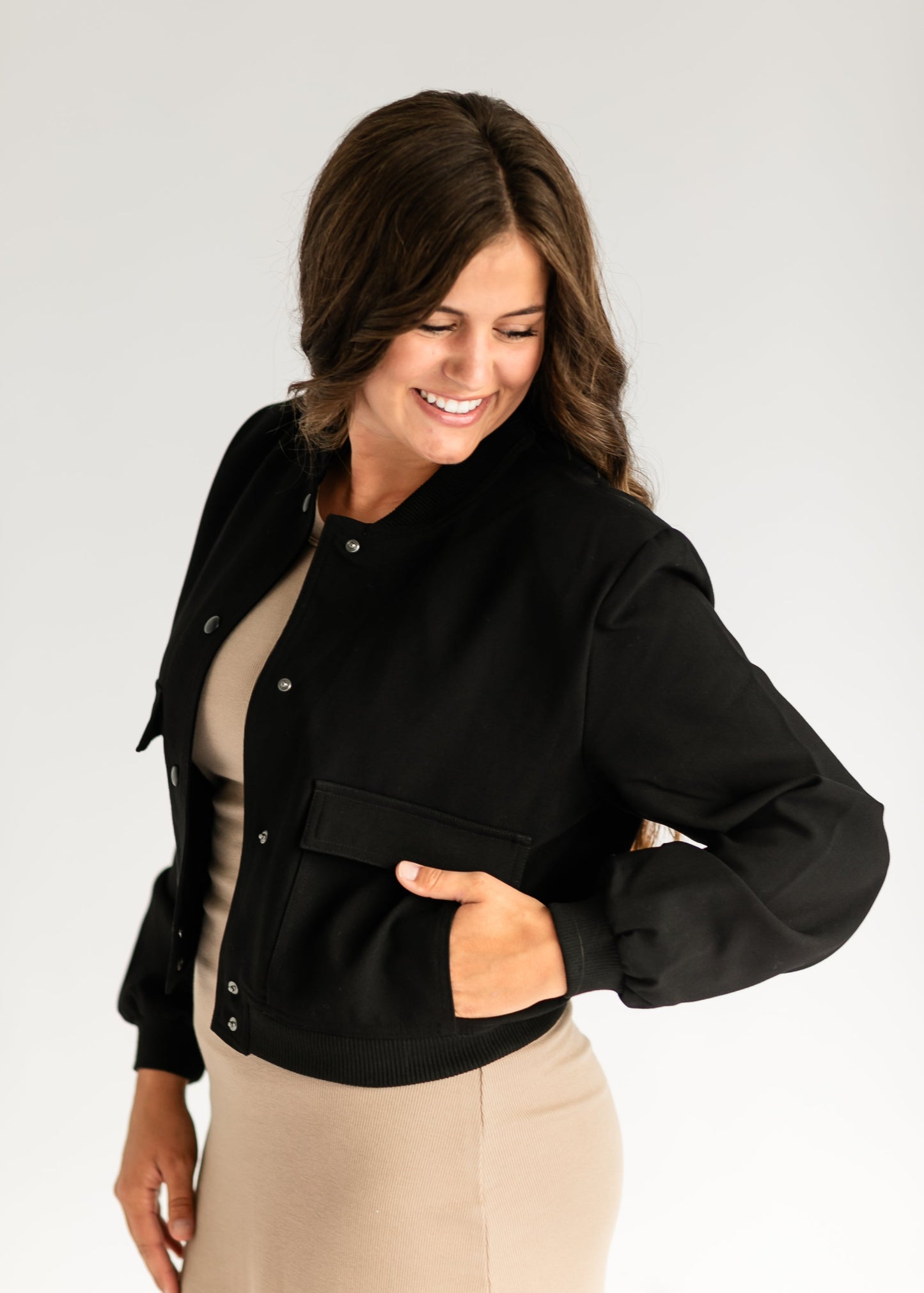Steve Madden® Ardine Black Bomber Jacket FF Tops