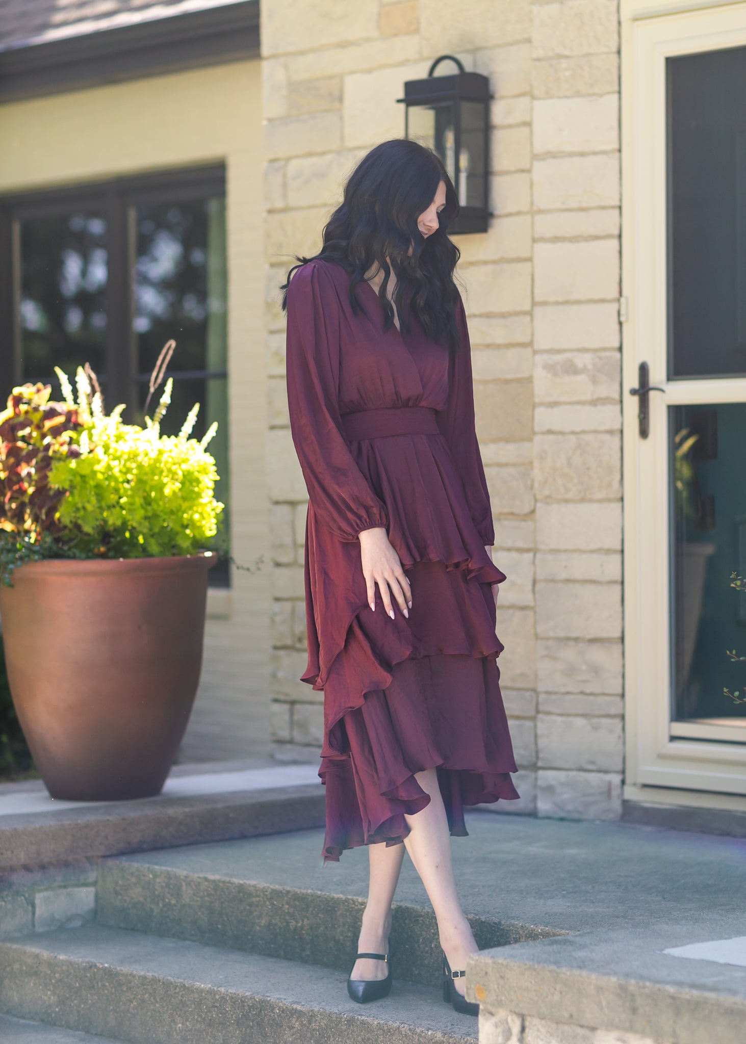 Steve Madden Bei Asymmetric Midi Dress - Wine Steve Madden Bei Asymmetric Midi Dress - Wine