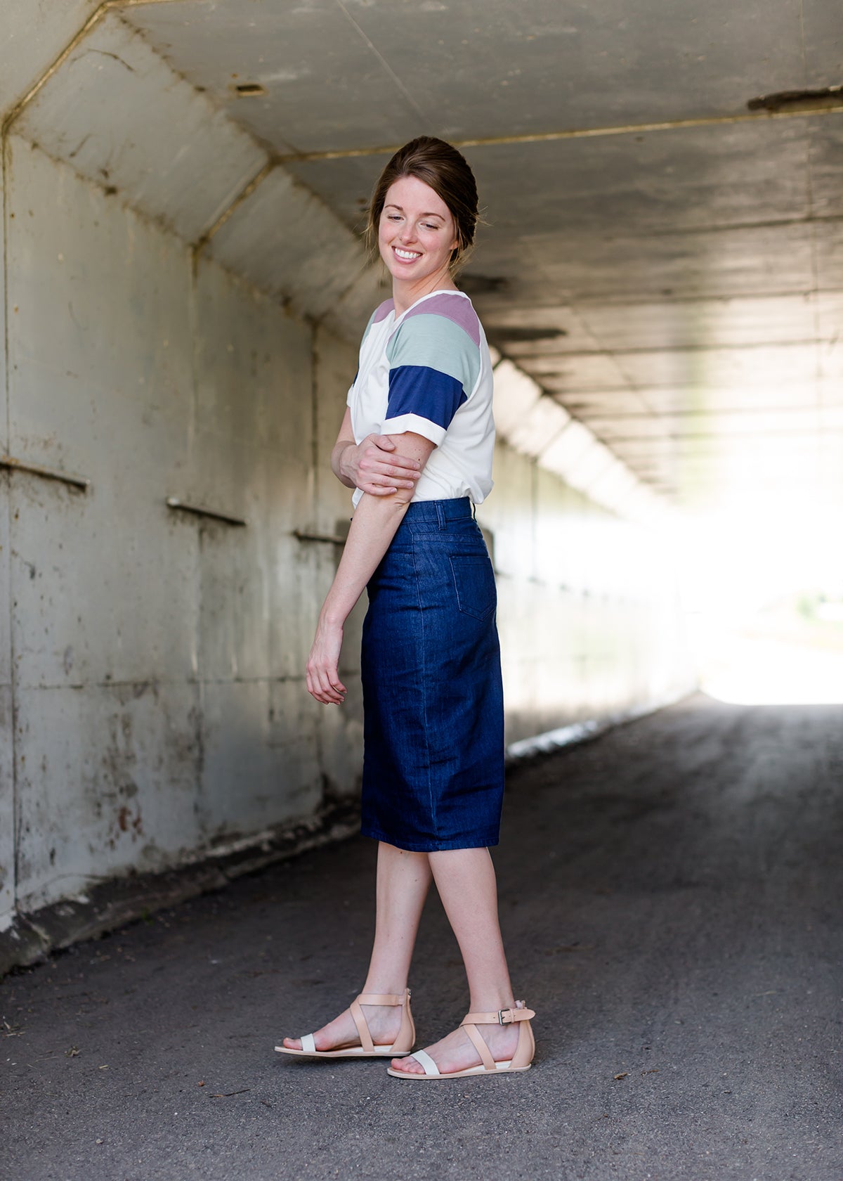 Straight Fit Dark Denim Midi Skirt - Final Sale Skirts