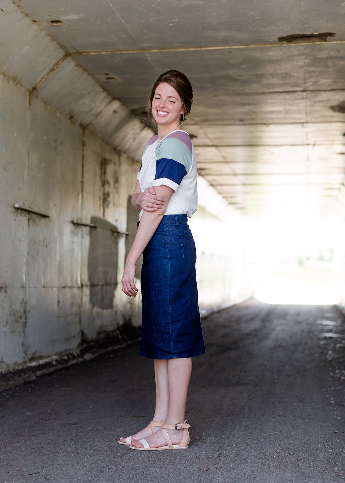 Straight Fit Dark Denim Midi Skirt - Final Sale Skirts