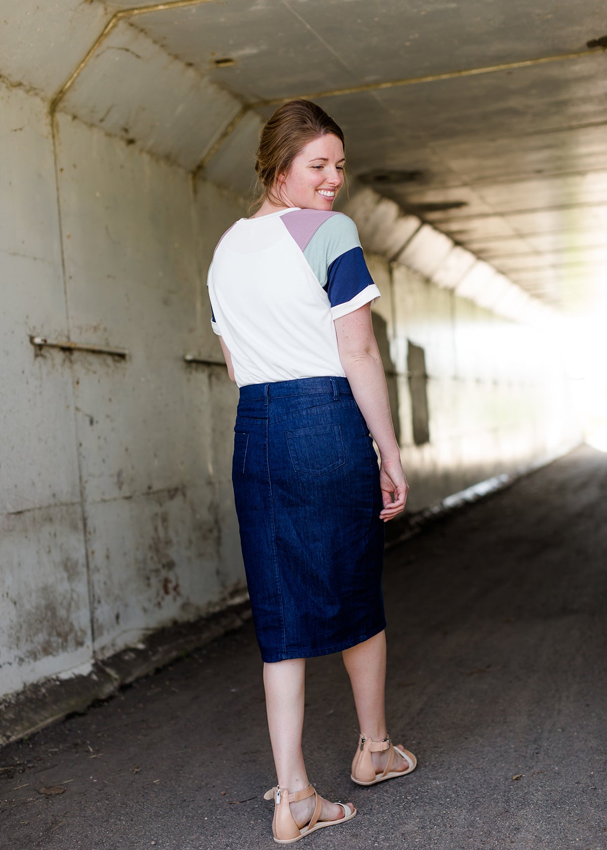 Straight Fit Dark Denim Midi Skirt - Final Sale Skirts