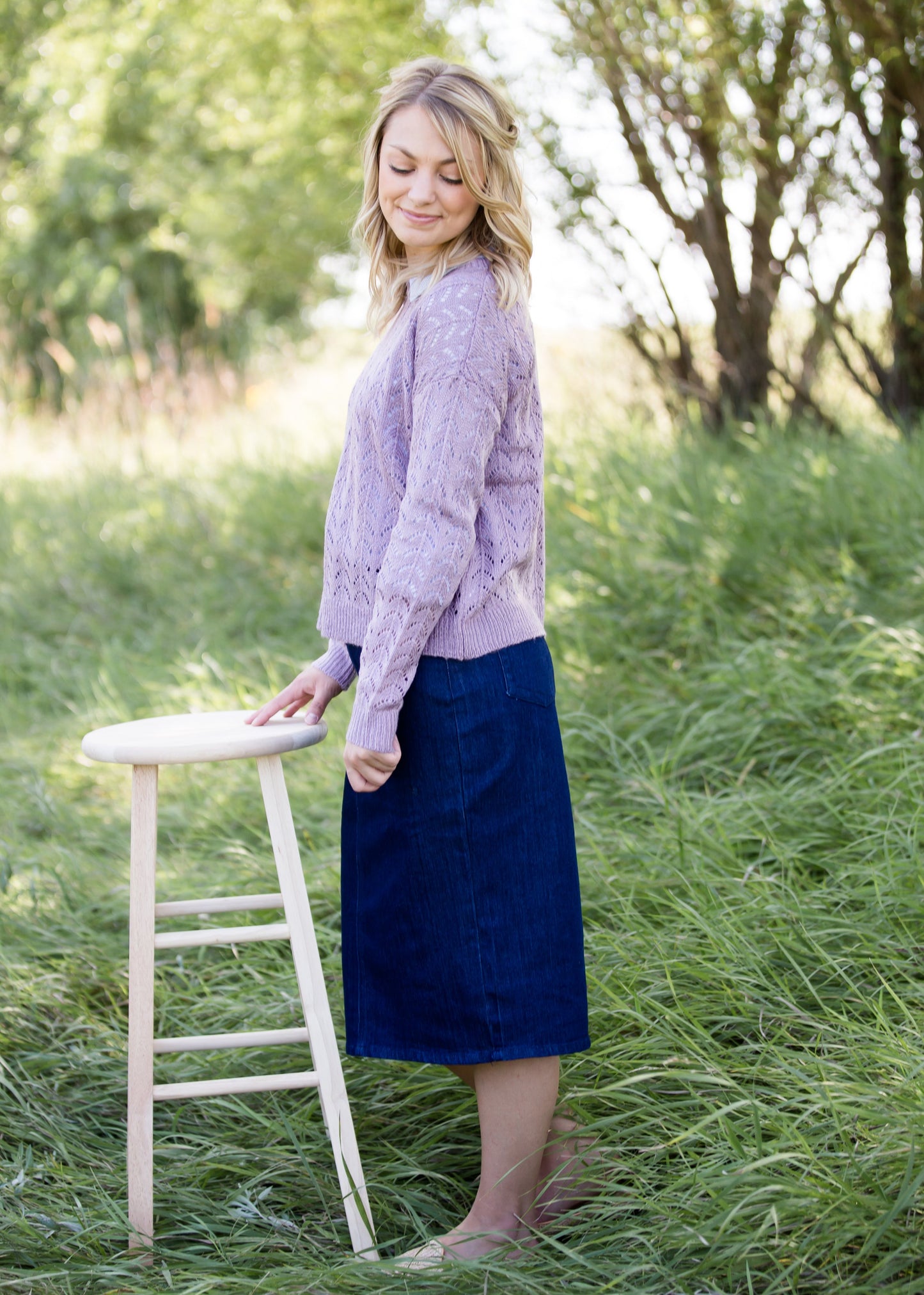 Straight Fit Dark Denim Midi Skirt - Final Sale Skirts