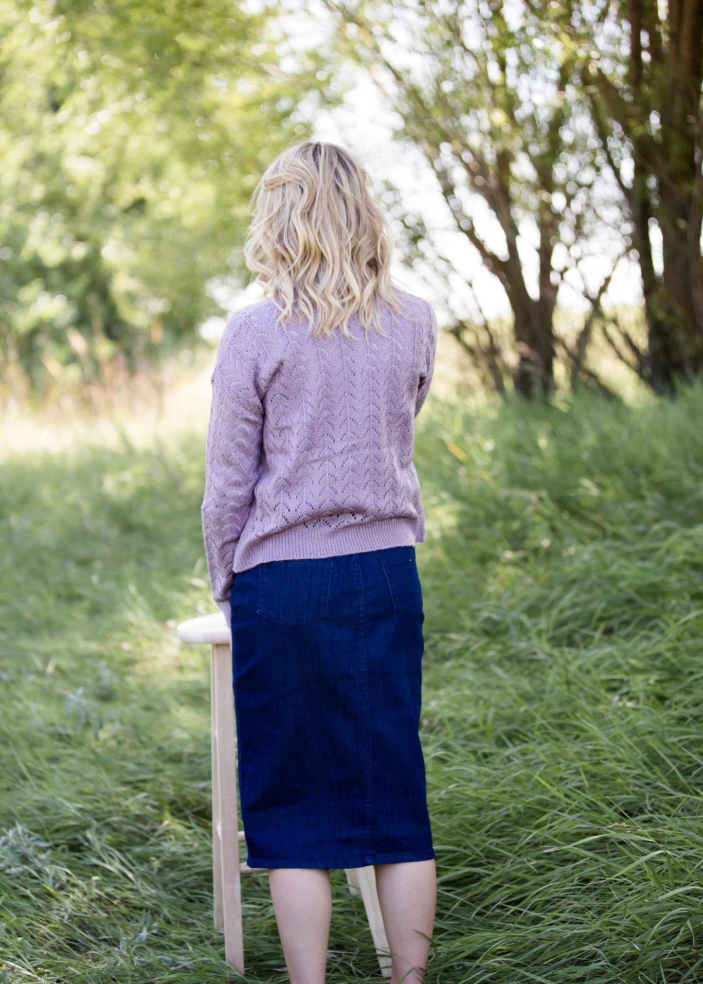 Straight Fit Dark Denim Midi Skirt - Final Sale Skirts