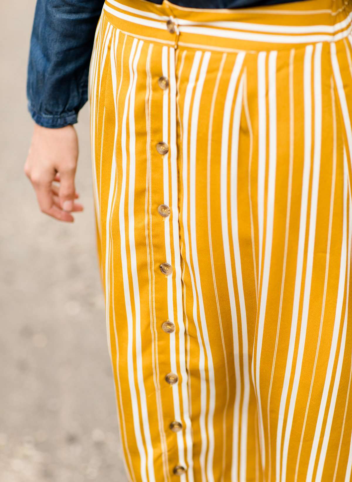 Stripe Button Midi Skirt Skirts