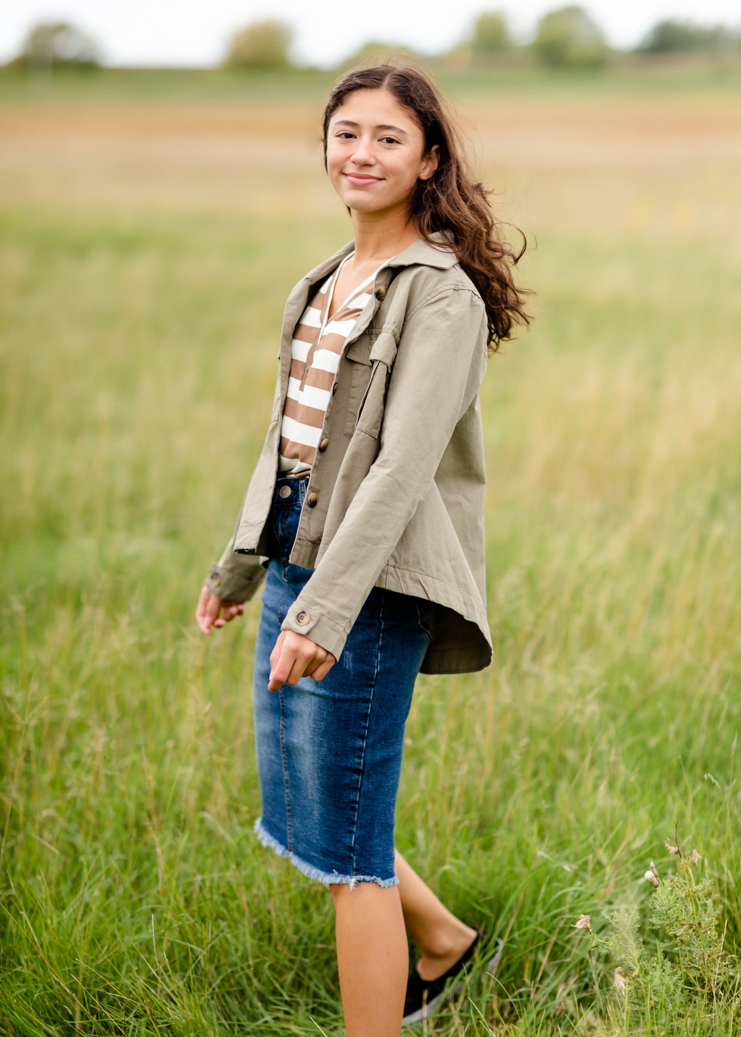 Stripe Faux Button Top - FINAL SALE FF Tops