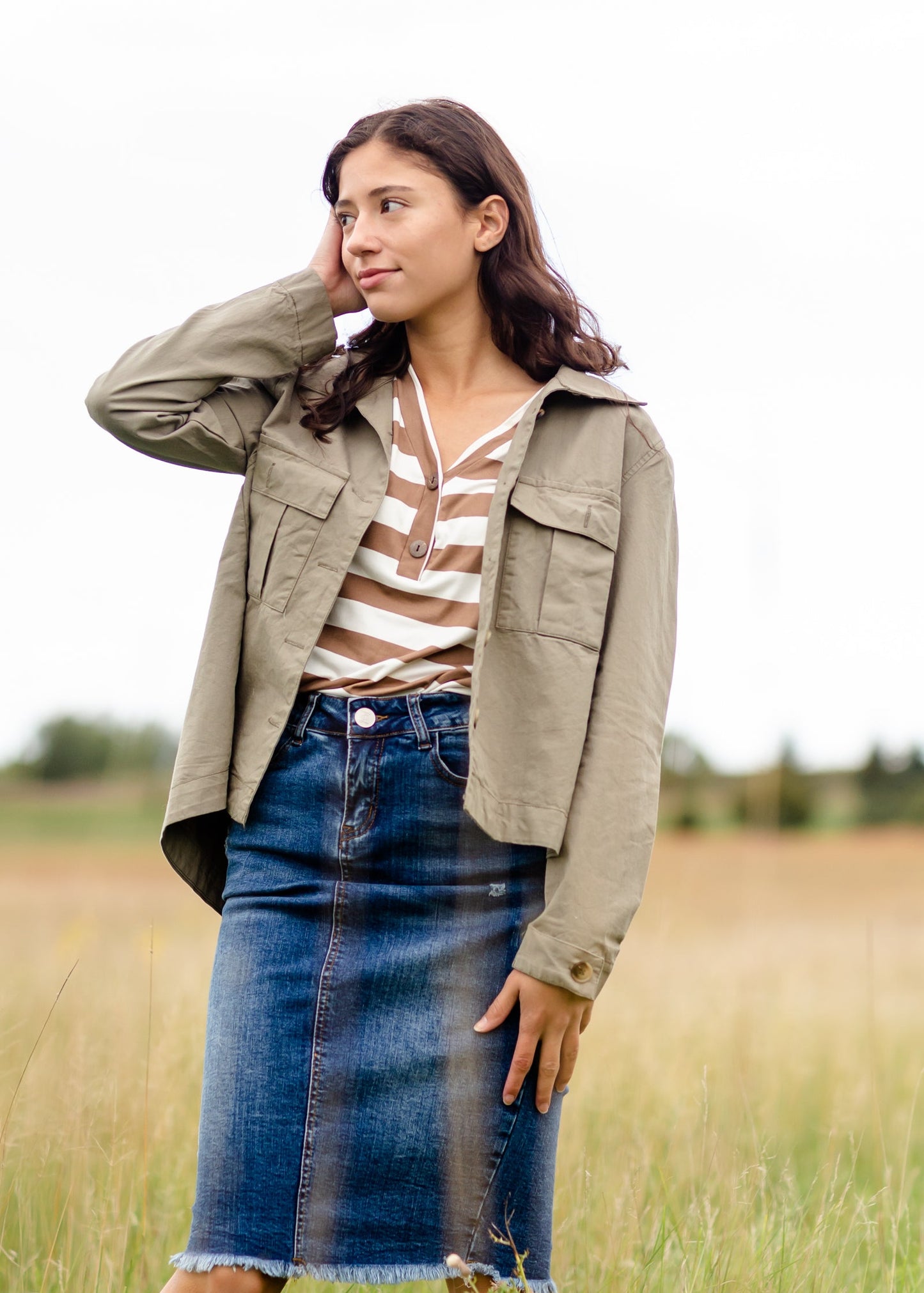 Stripe Faux Button Top - FINAL SALE FF Tops