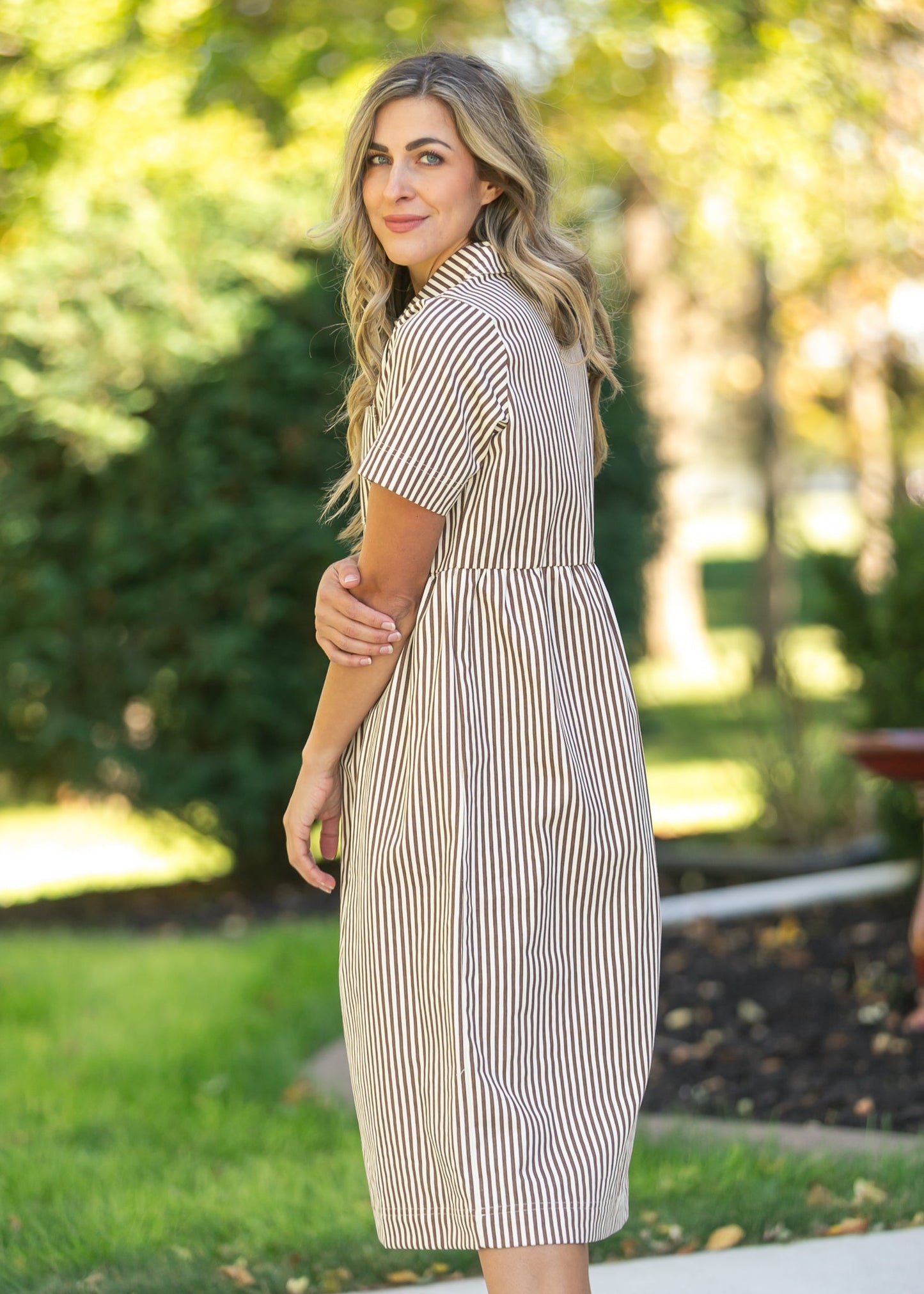 Stripe Half Zip Midi Dress FF Dresses