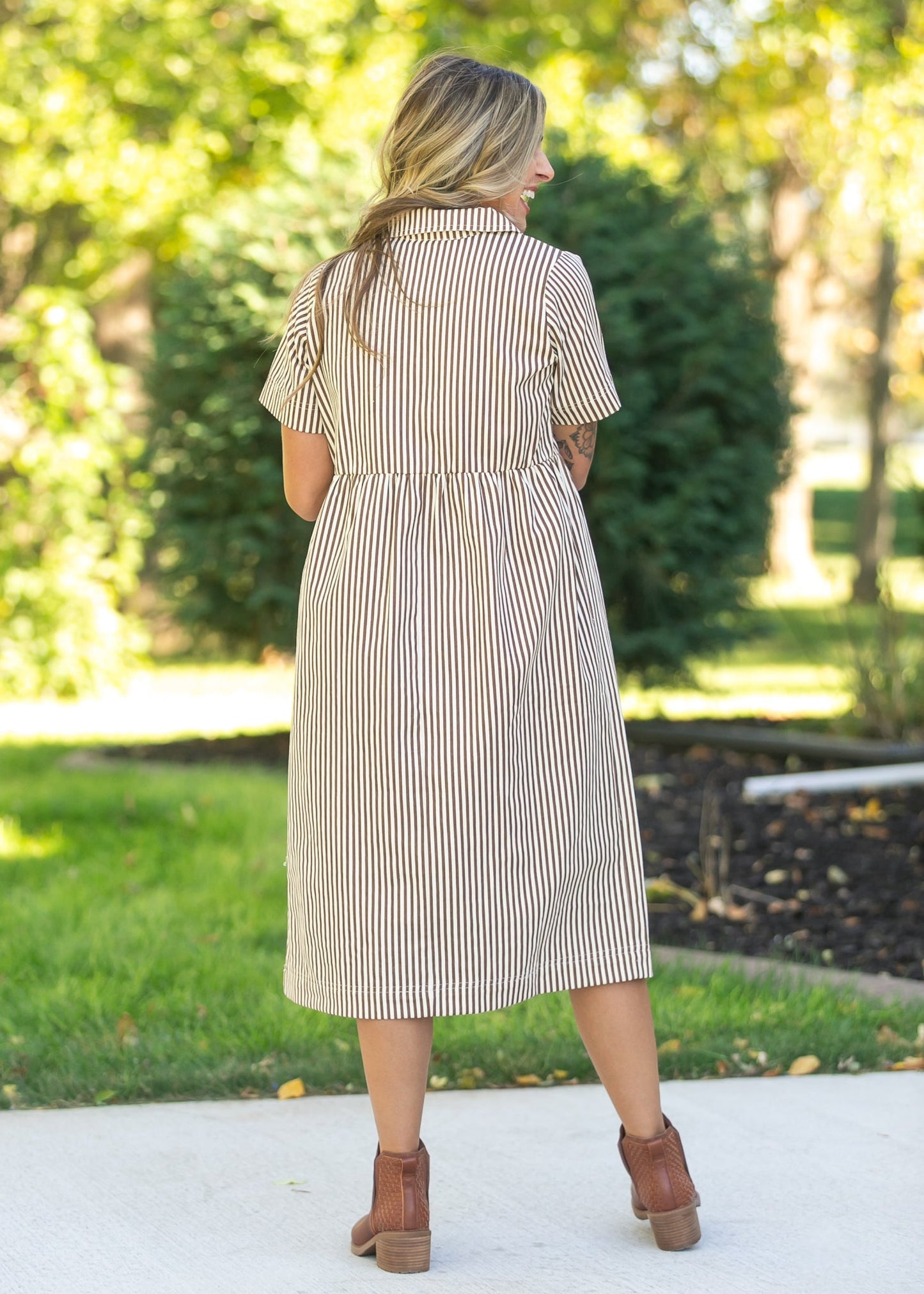 Stripe Half Zip Midi Dress FF Dresses