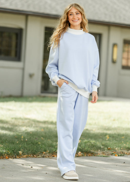 Stripe Mock Neck Sweatshirt FF Tops