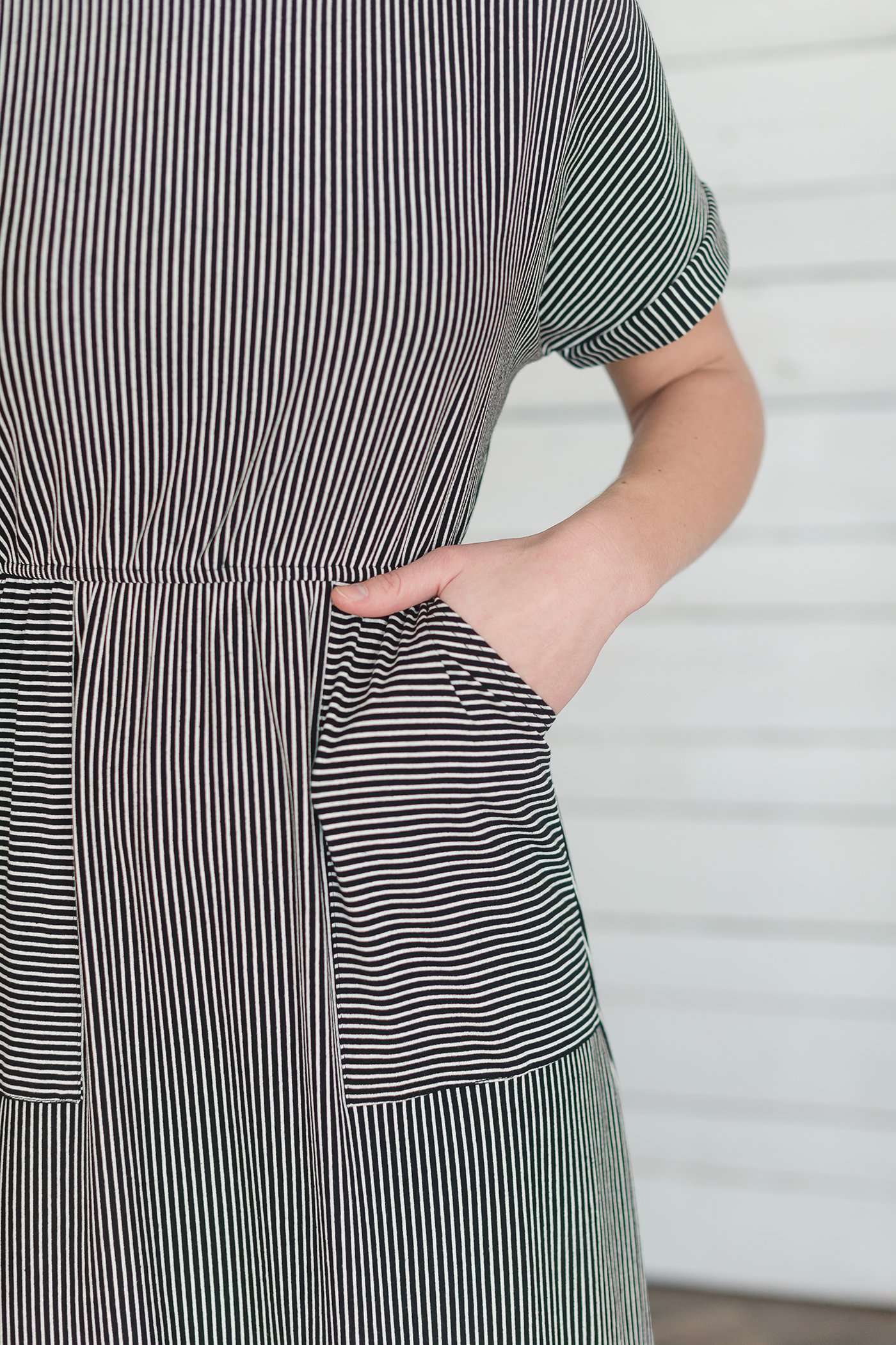 Stripe Pocket Midi Dress Dresses