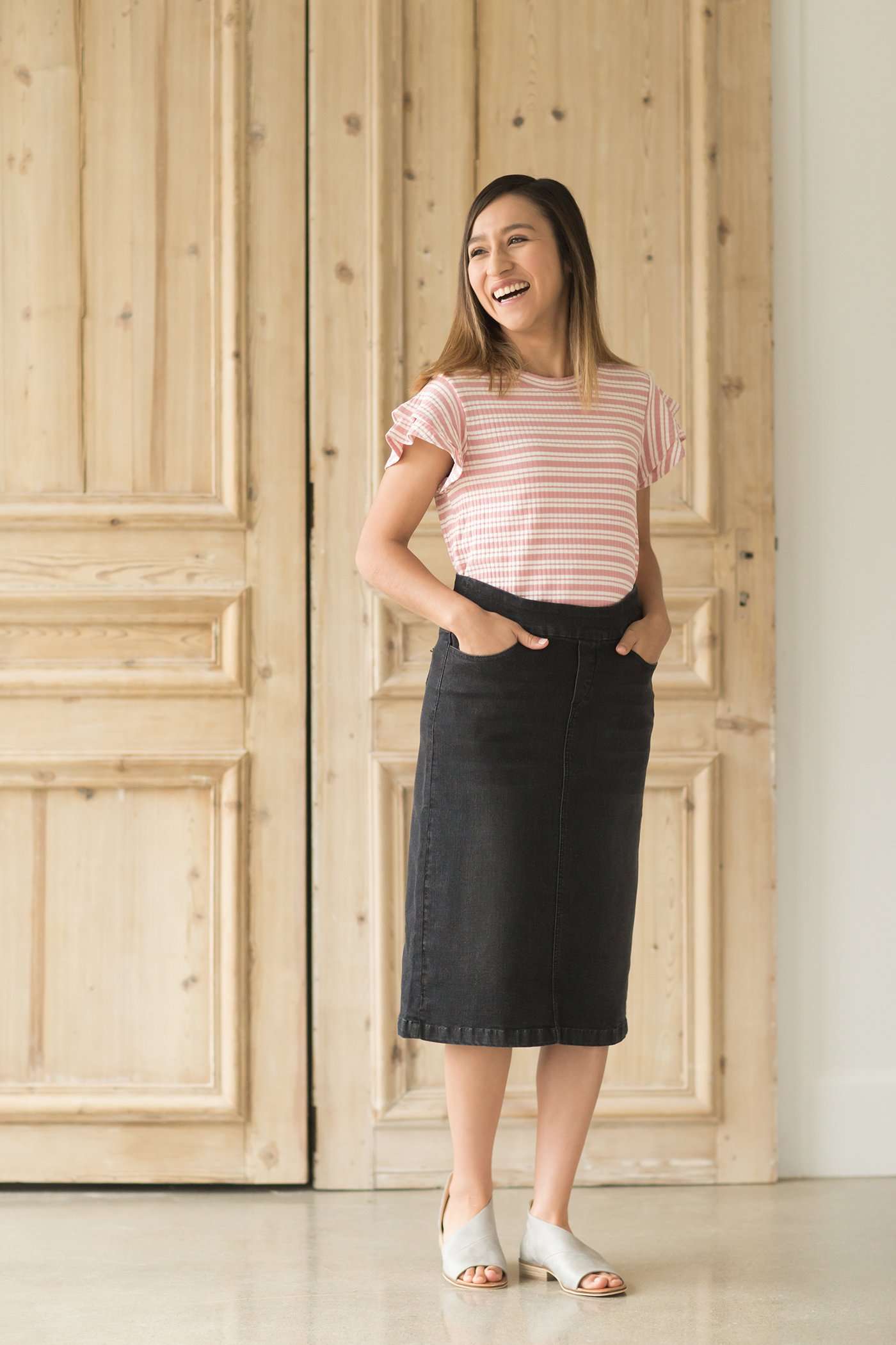 Stripe Ribbed Tee - FINAL SALE Tops Blush / S