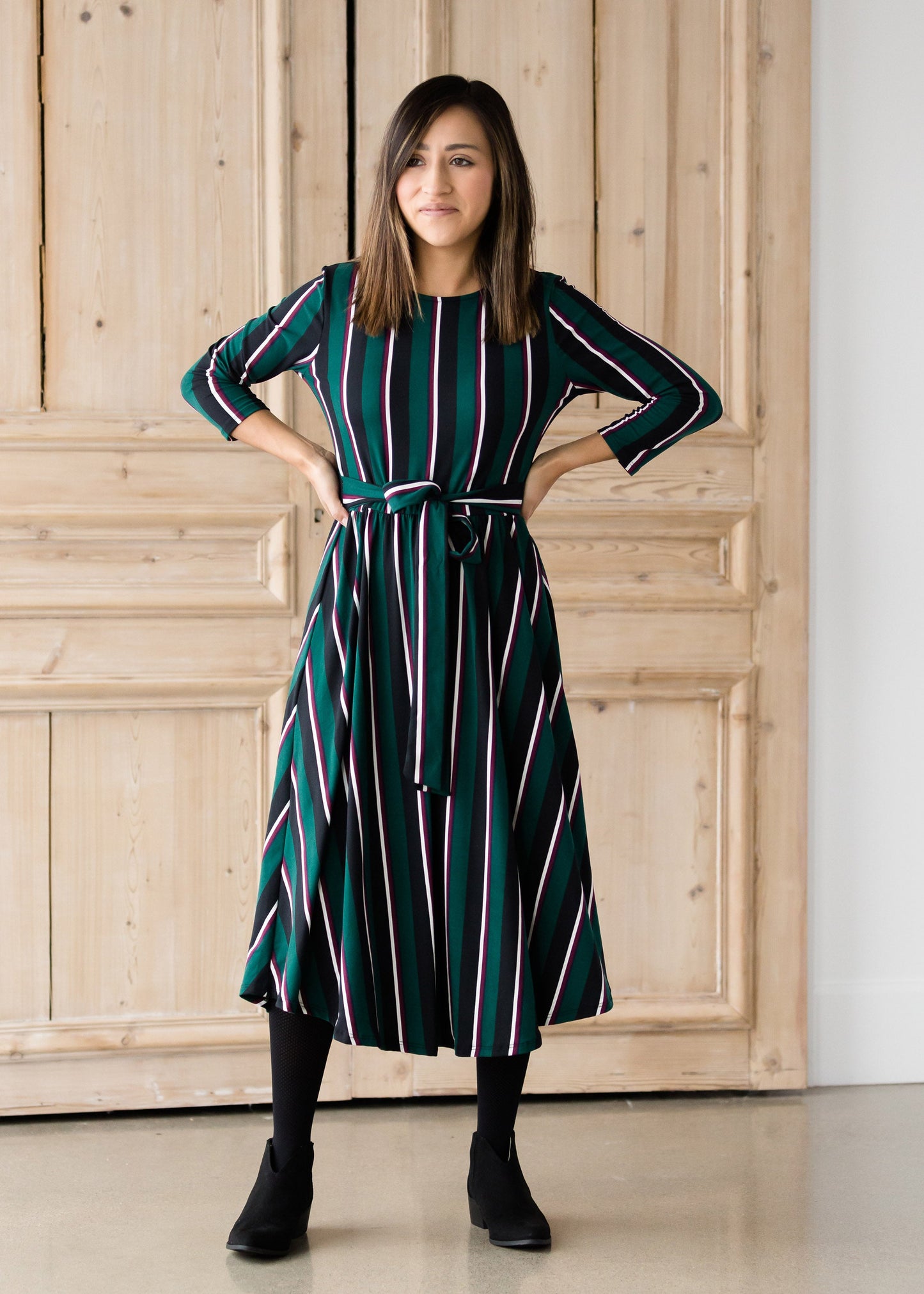 Striped Bow Midi Dress - Final Sale Dresses