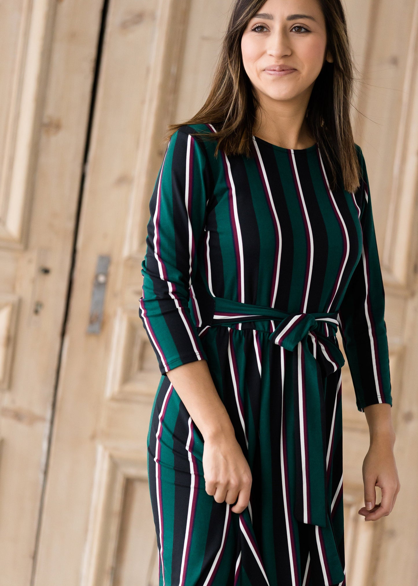 Striped Bow Midi Dress - Final Sale Dresses