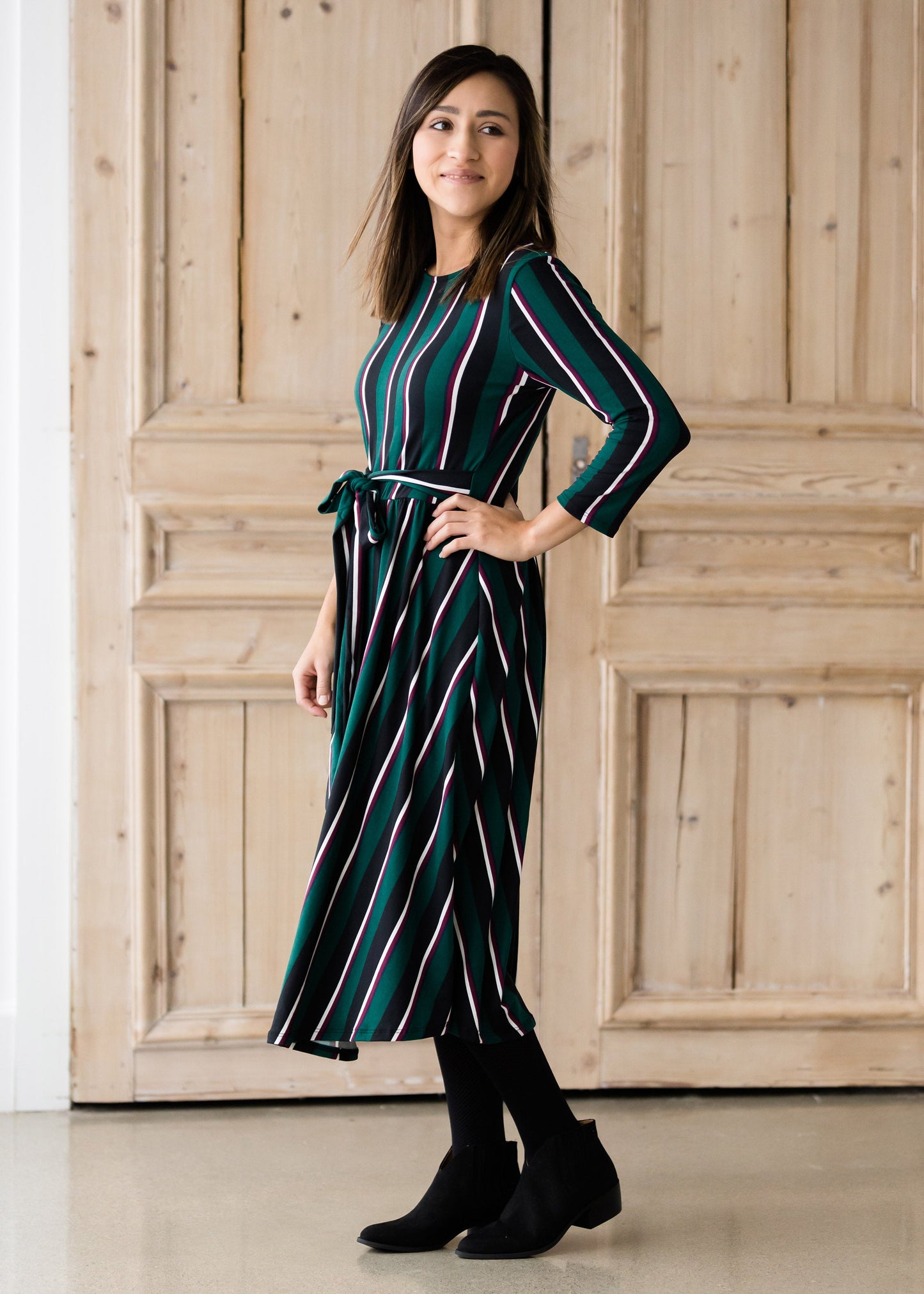 Striped Bow Midi Dress - Final Sale Dresses