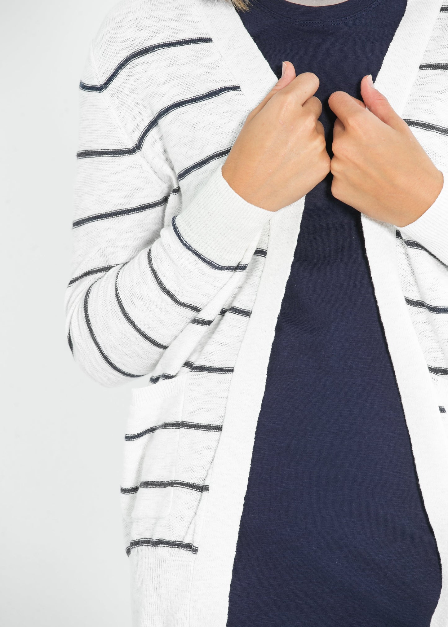 Striped Classic Cotton Slub Cardigan FF Tops