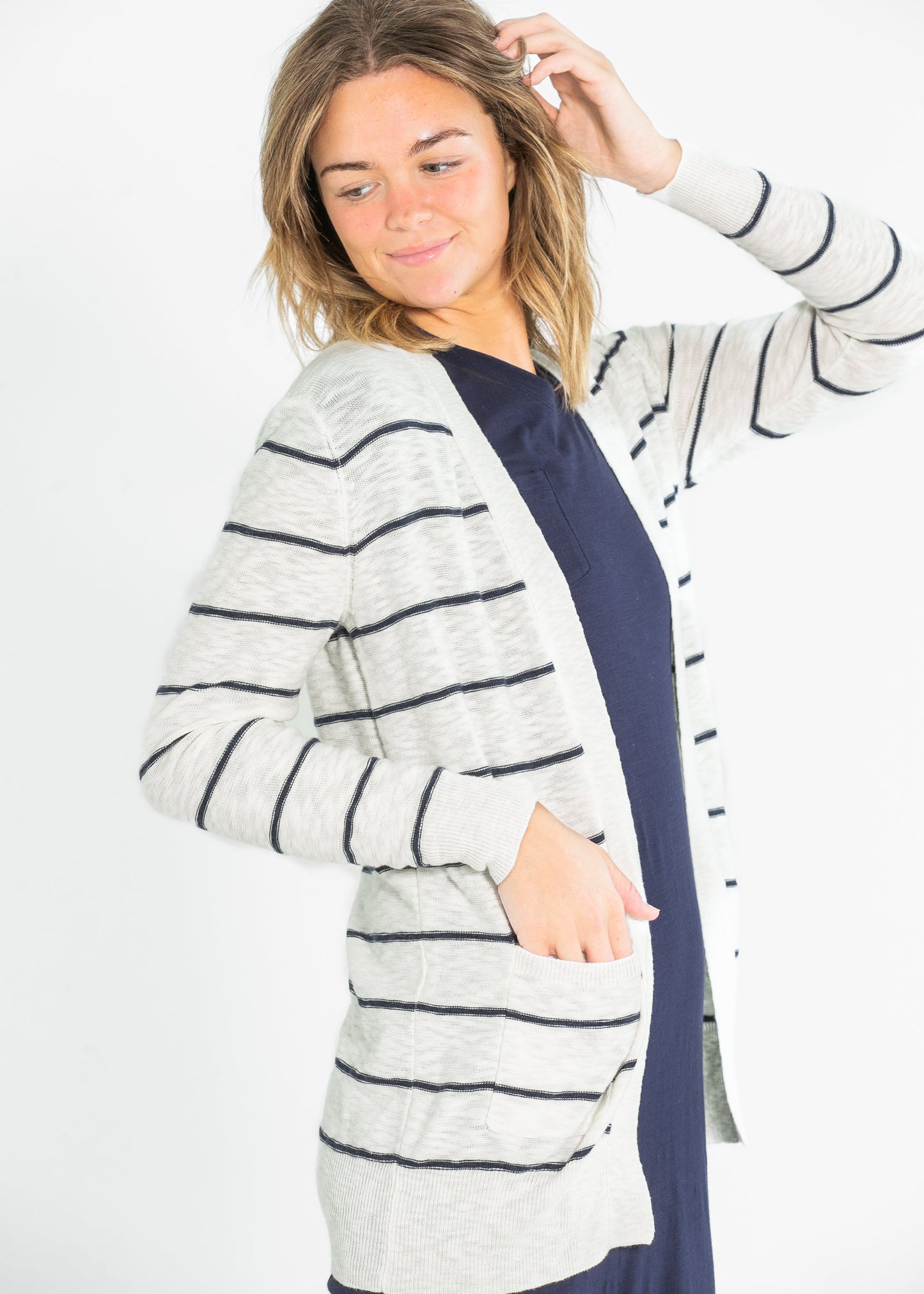 Striped Classic Cotton Slub Cardigan FF Tops