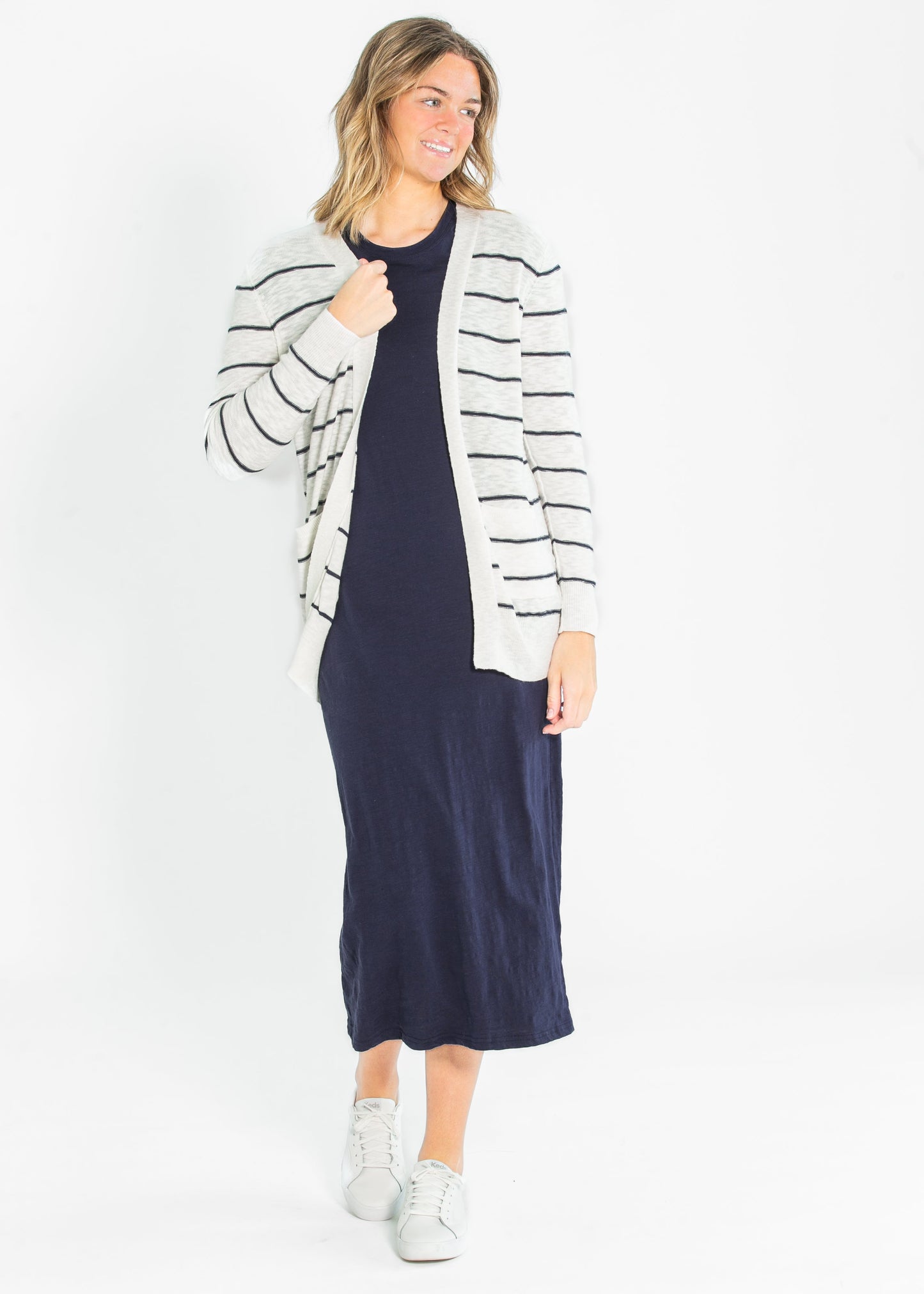 Striped Classic Cotton Slub Cardigan FF Tops