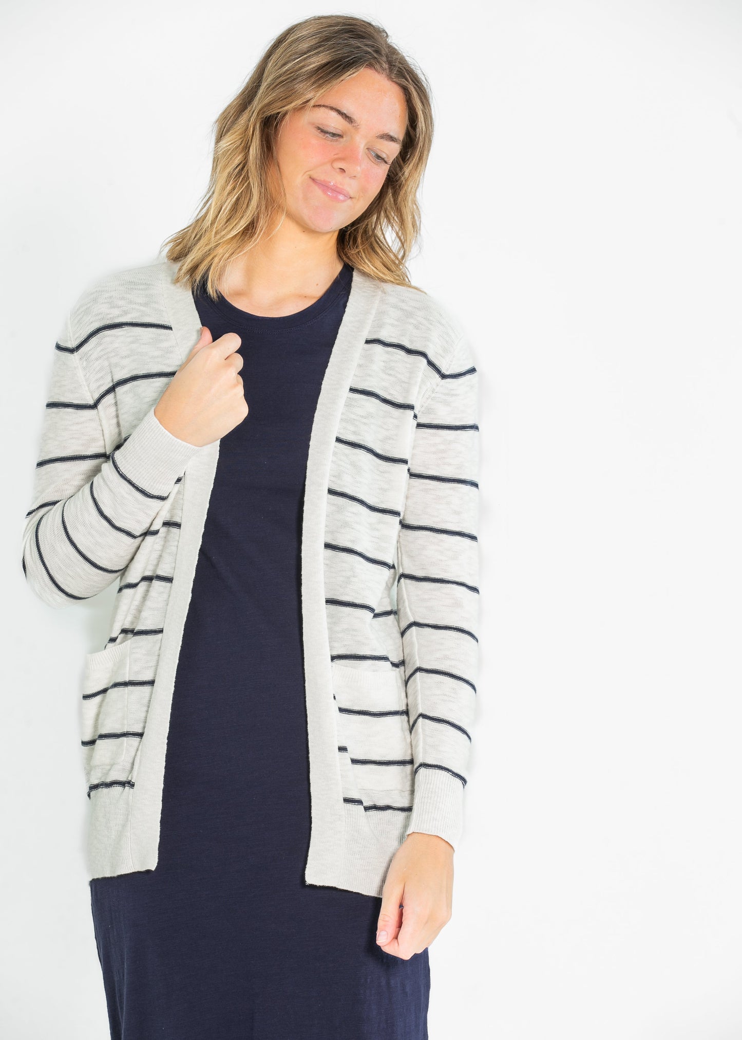 Striped Classic Cotton Slub Cardigan FF Tops S