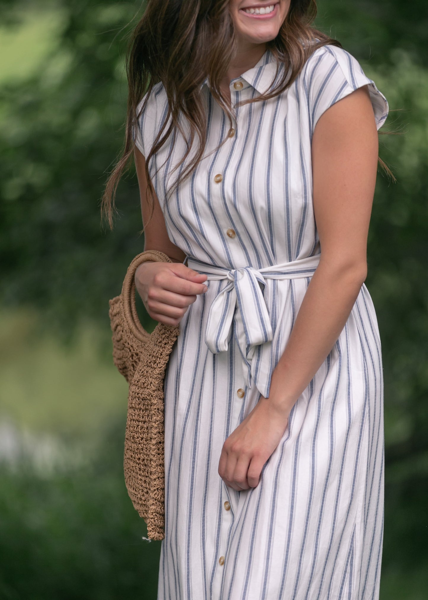 Striped Collared Shirt Dress FF Dresses