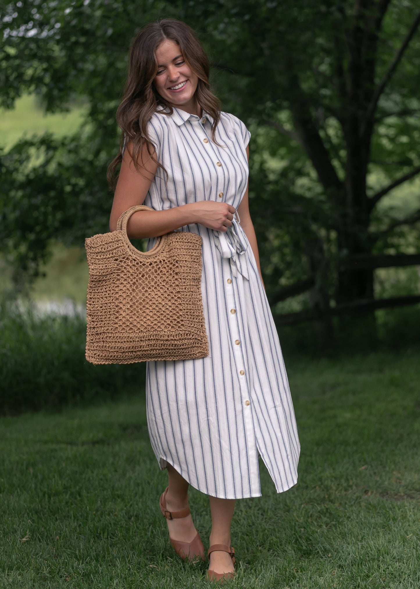 Striped Collared Shirt Dress FF Dresses