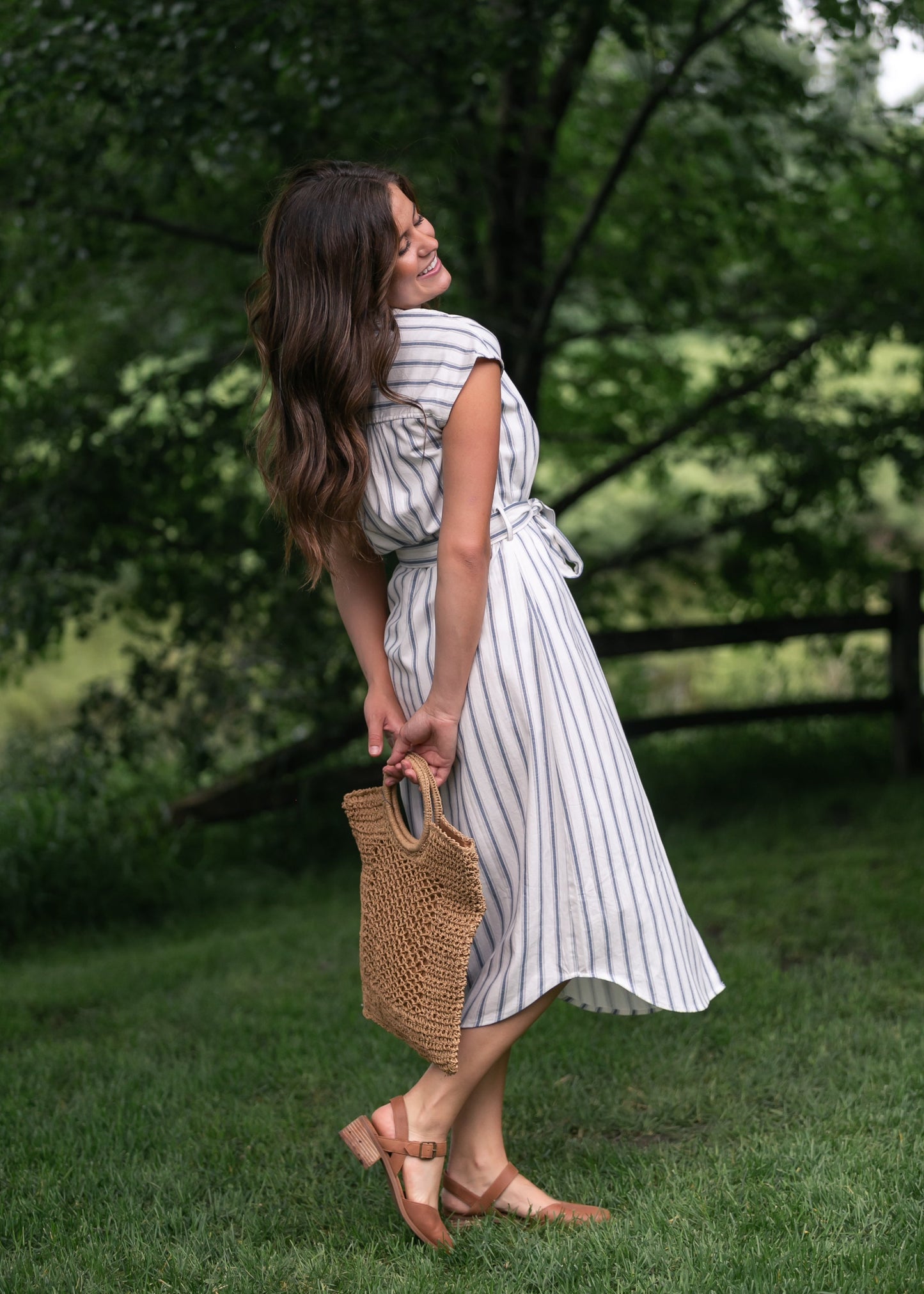 Striped Collared Shirt Dress FF Dresses