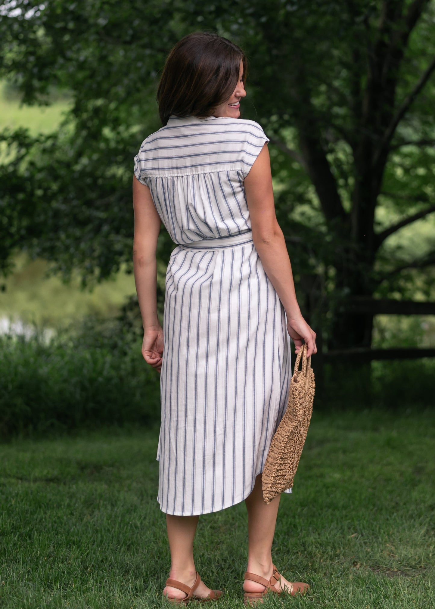 Striped Collared Shirt Dress FF Dresses