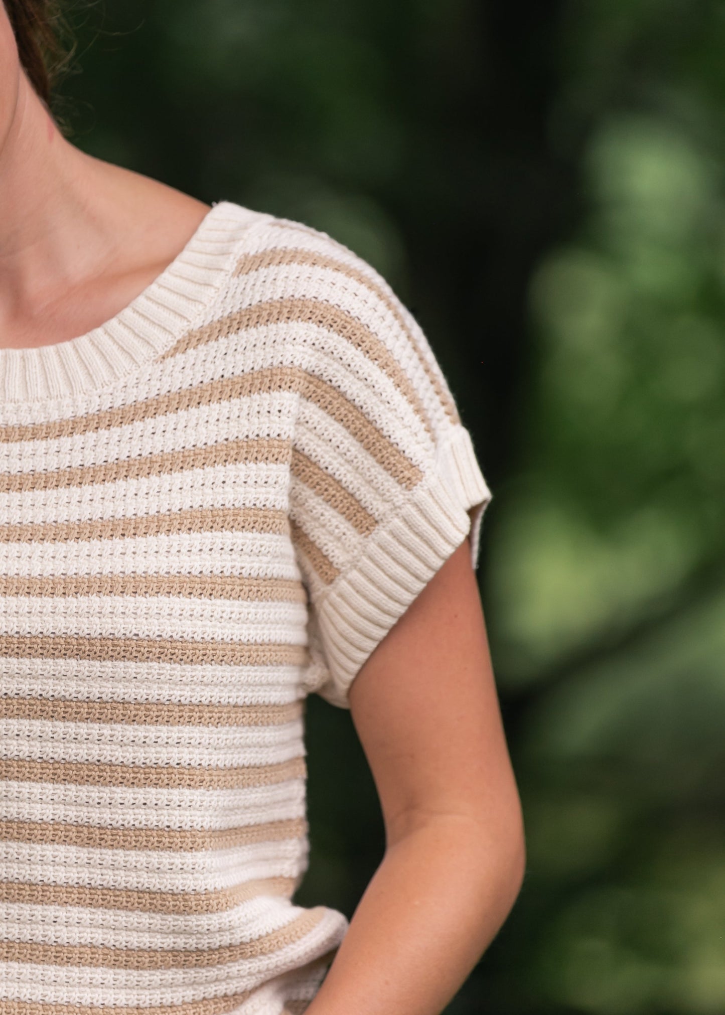 Striped Crewneck Knit Top FF Tops
