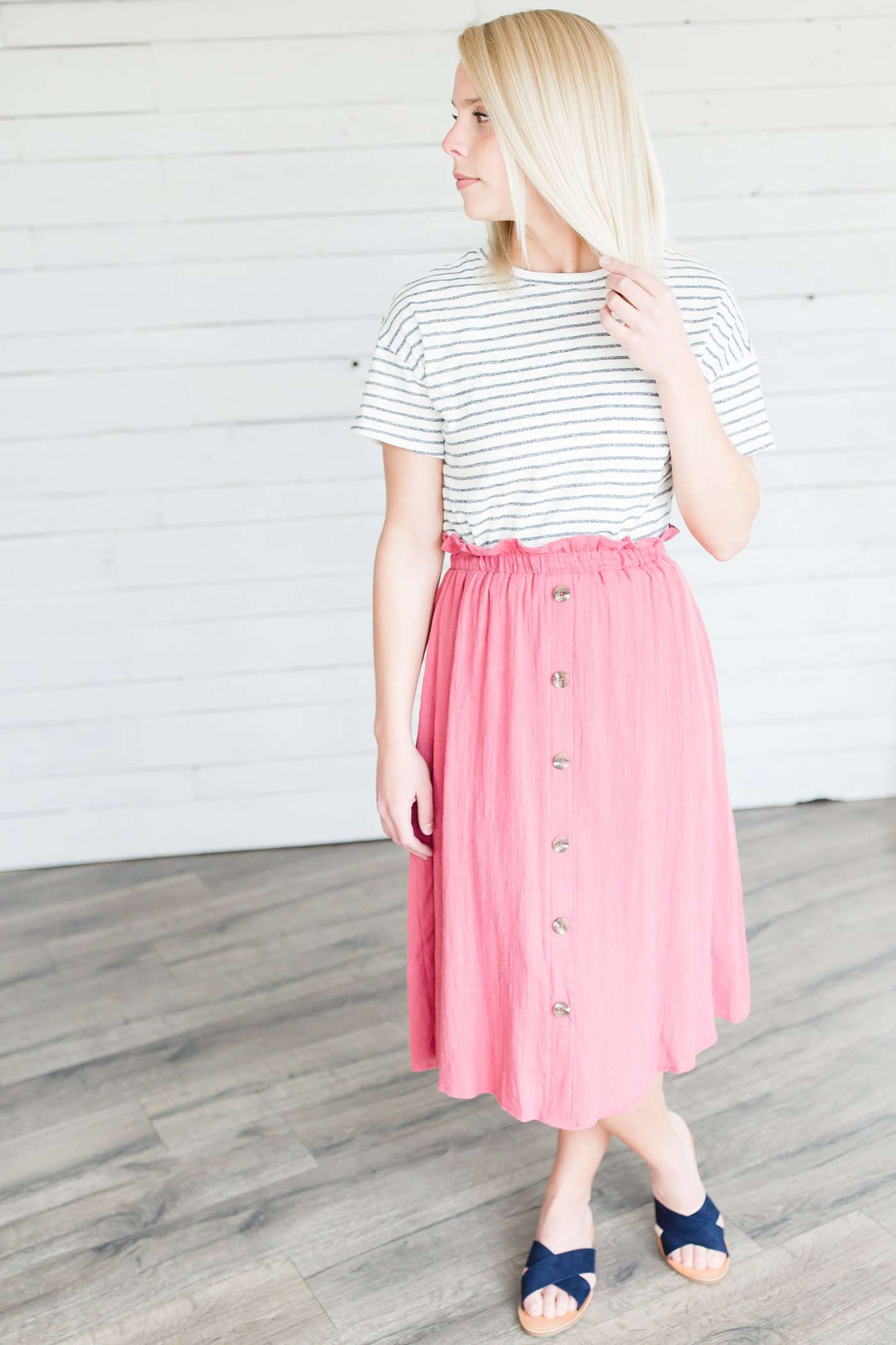 Striped Detail Tee Tops