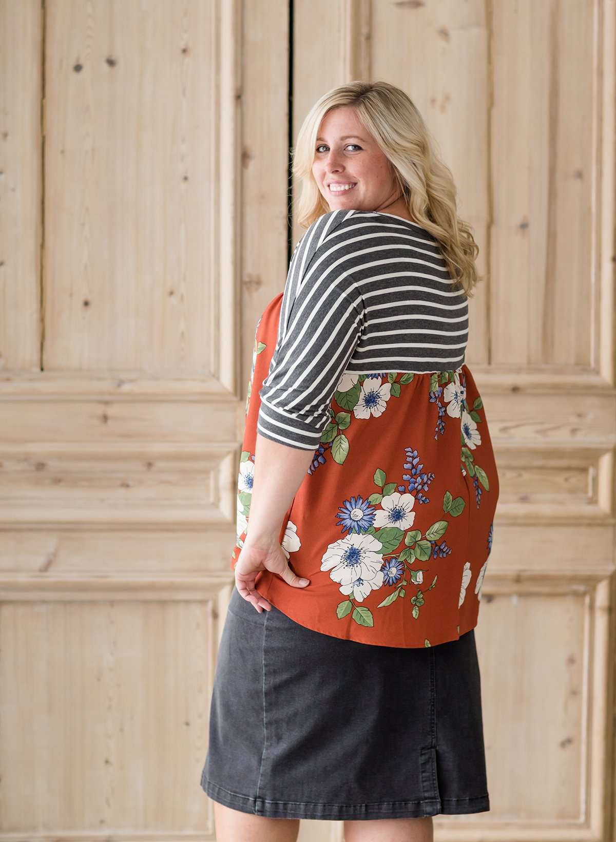 Striped Floral Mix Top - FINAL SALE Tops