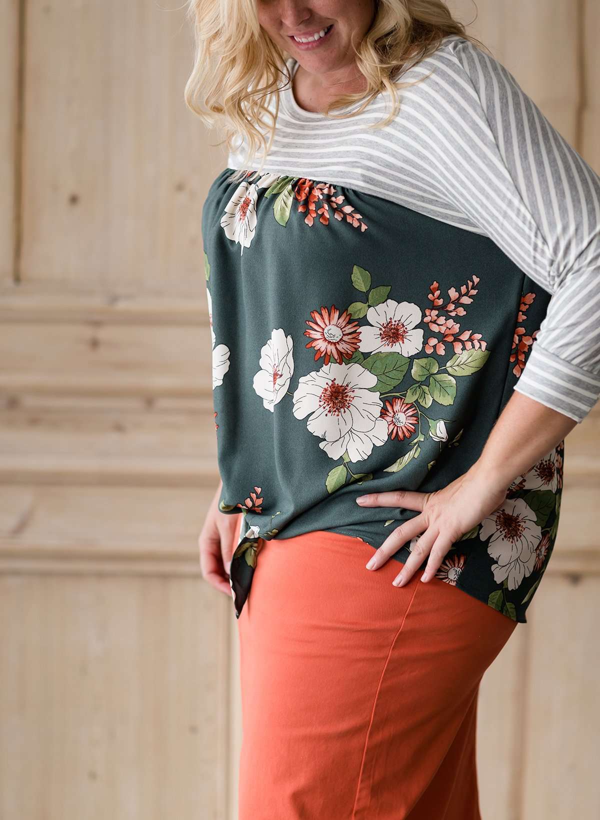 Striped Floral Mix Top - FINAL SALE Tops