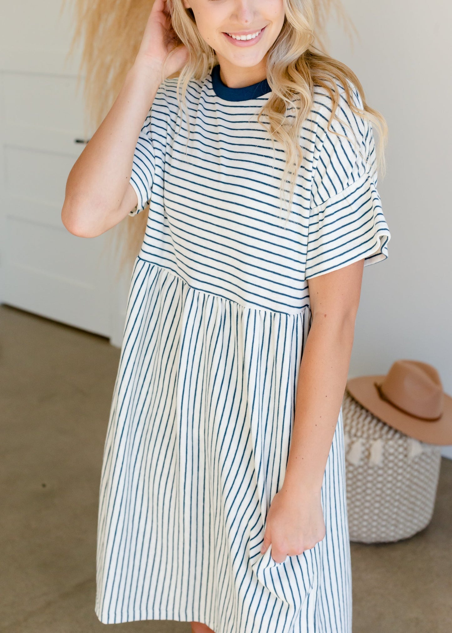 Striped Knit Flutter Sleeve Midi Dress - FINAL SALE Dresses