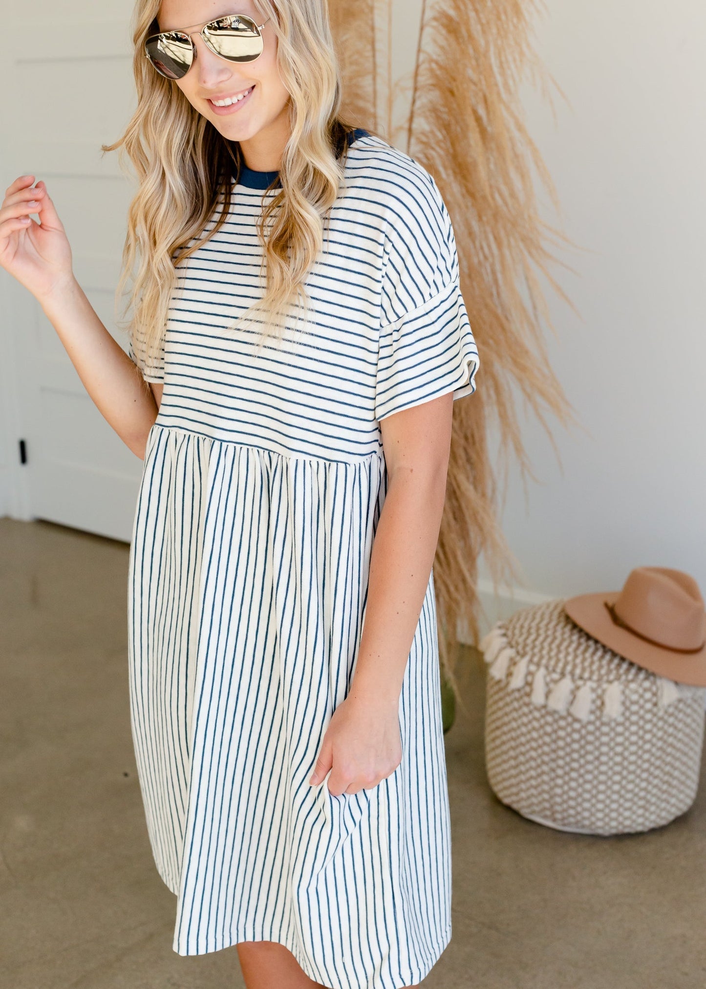 Striped Knit Flutter Sleeve Midi Dress - FINAL SALE Dresses