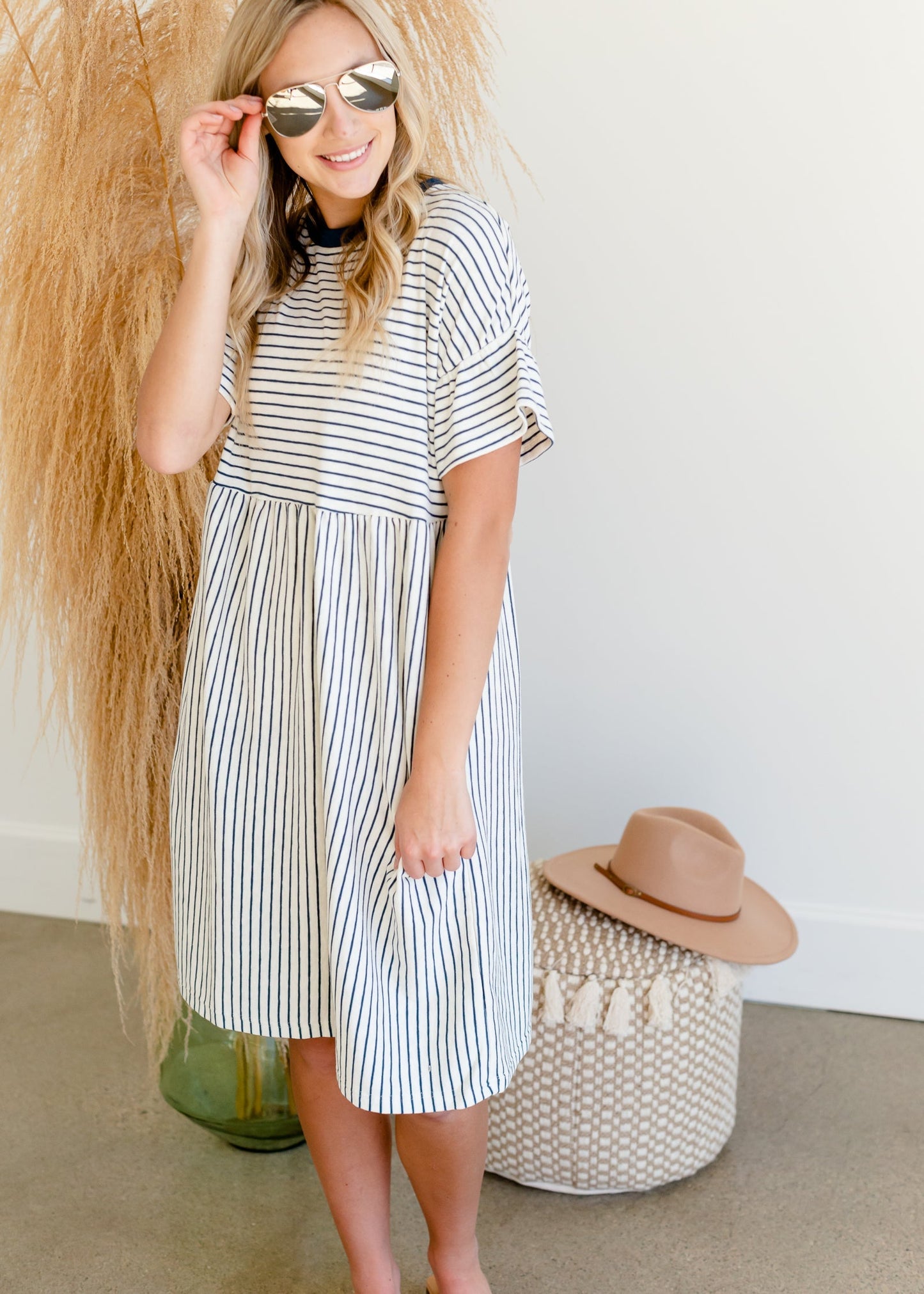Striped Knit Flutter Sleeve Midi Dress - FINAL SALE Dresses