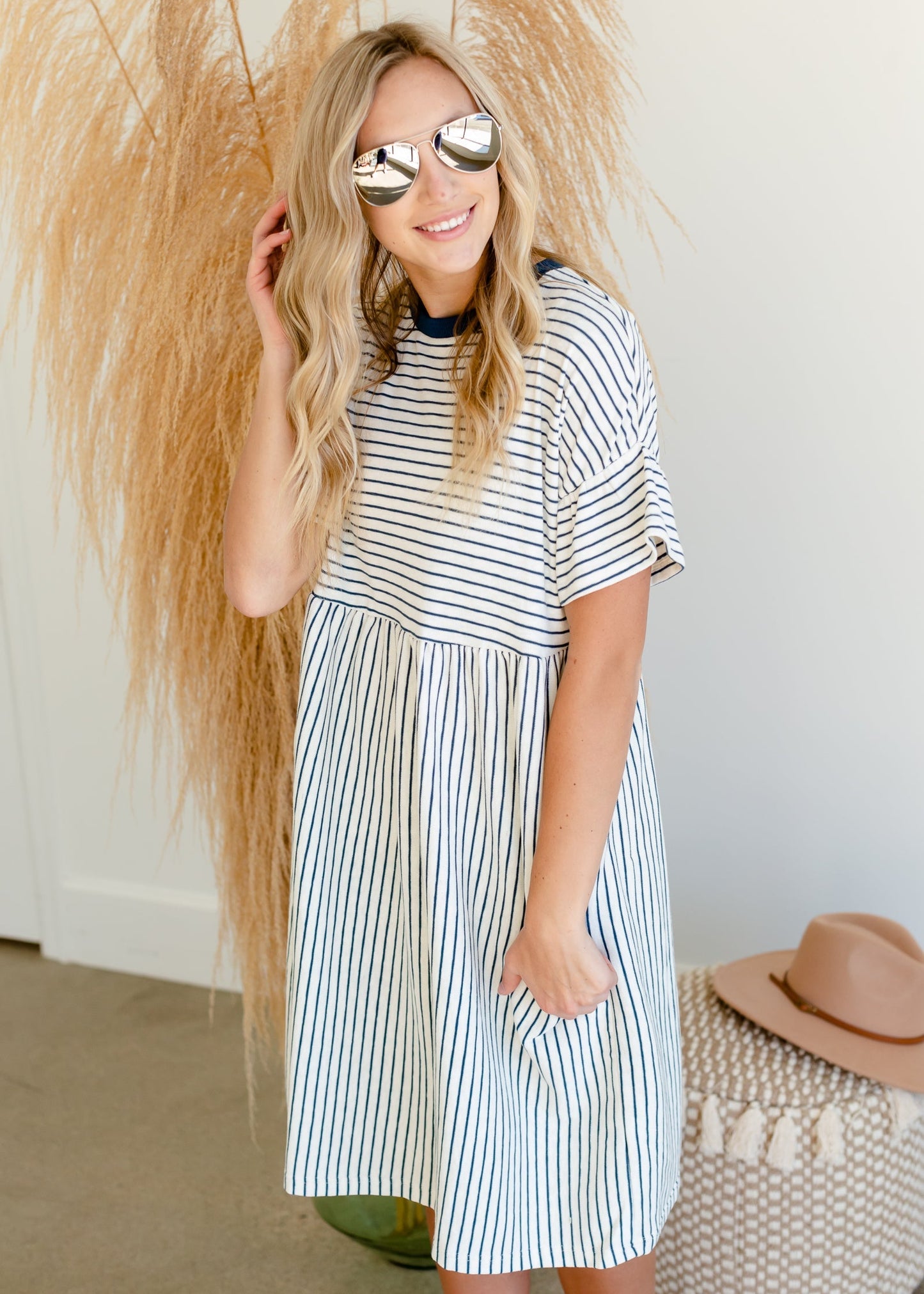 Striped Knit Flutter Sleeve Midi Dress - FINAL SALE Dresses