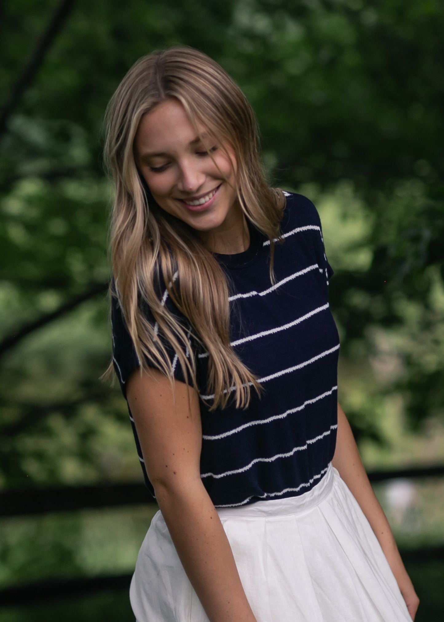 Striped Round Neck Knit Top FF Tops