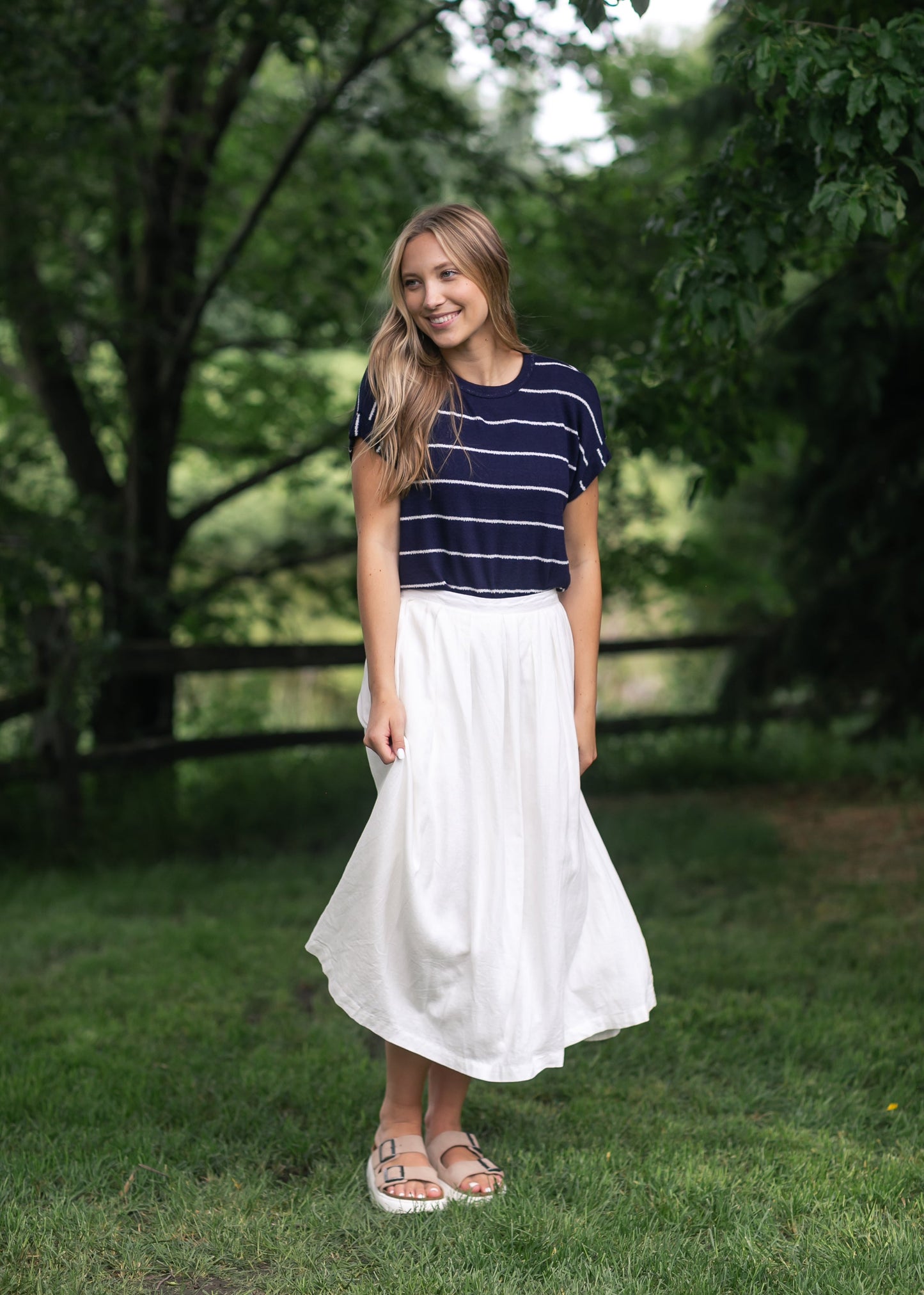 Striped Round Neck Knit Top FF Tops