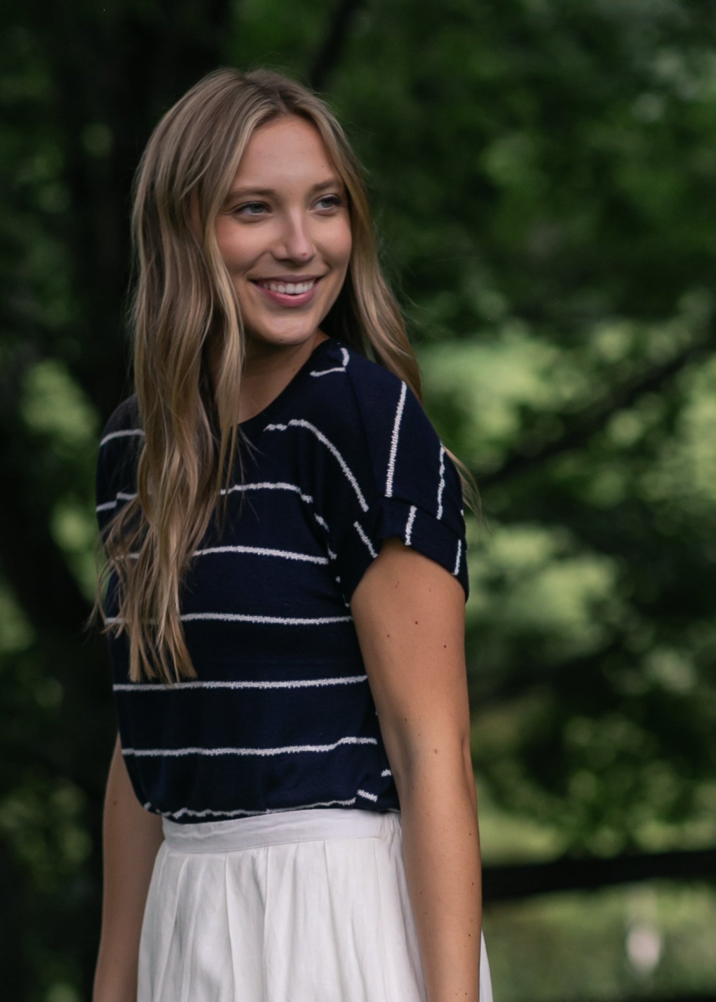 Striped Round Neck Knit Top FF Tops