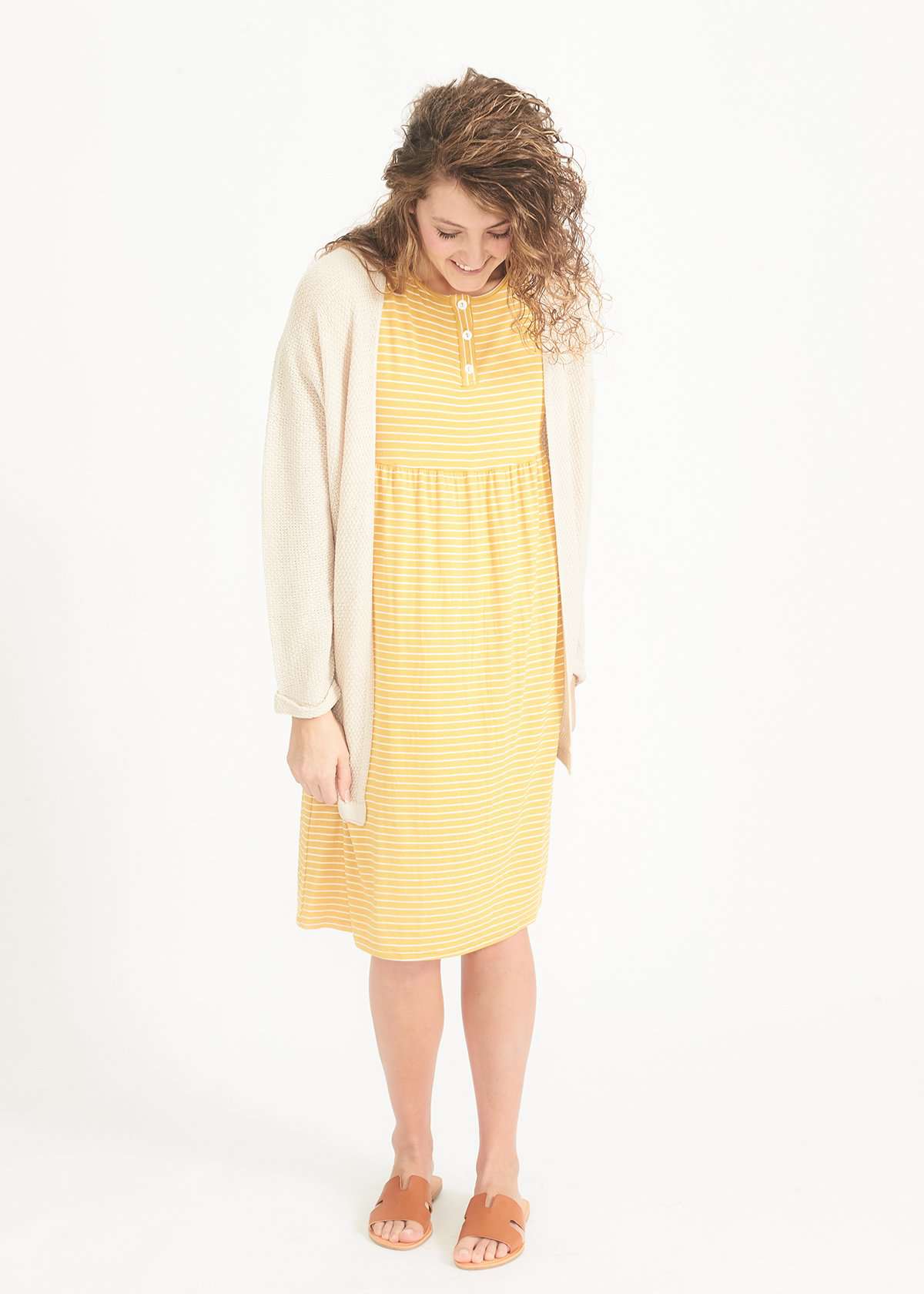 Striped Side Pocket Midi Dress-FINAL SALE Dresses