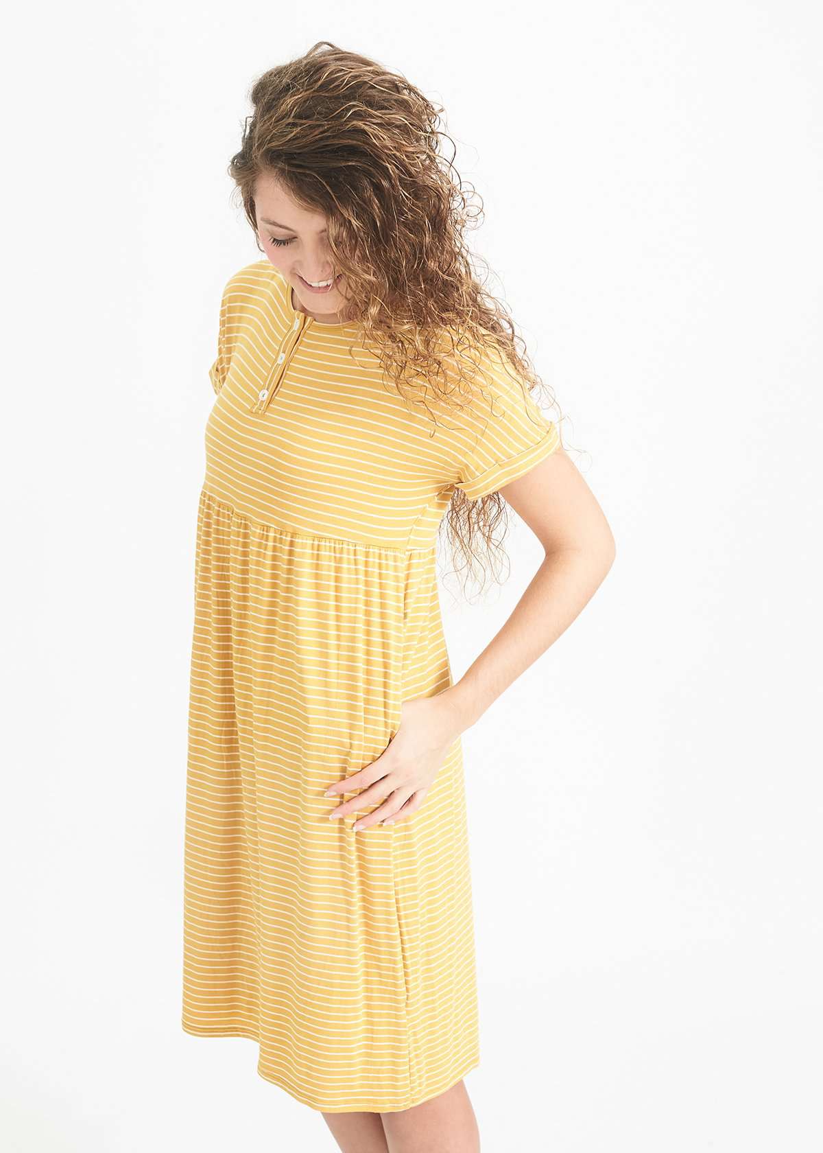 Striped Side Pocket Midi Dress-FINAL SALE Dresses