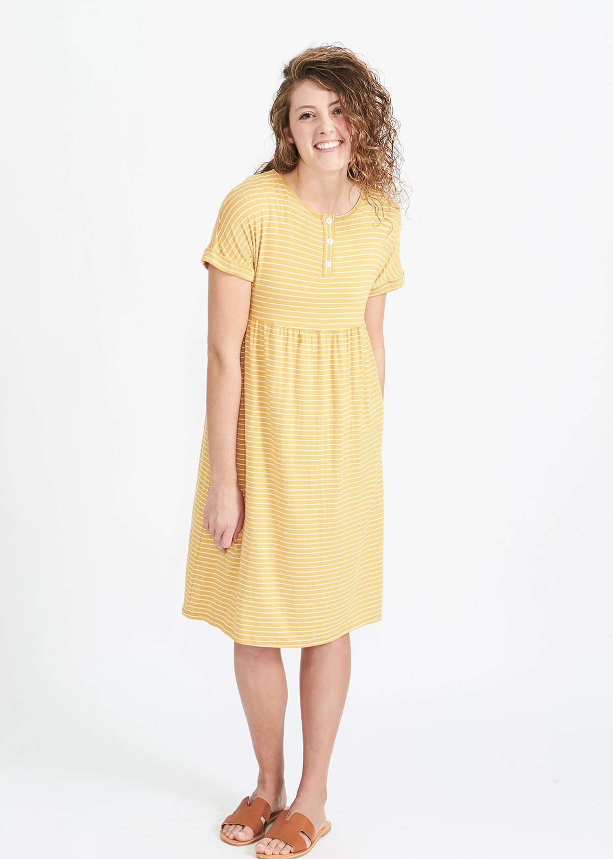 Striped Side Pocket Midi Dress-FINAL SALE Dresses