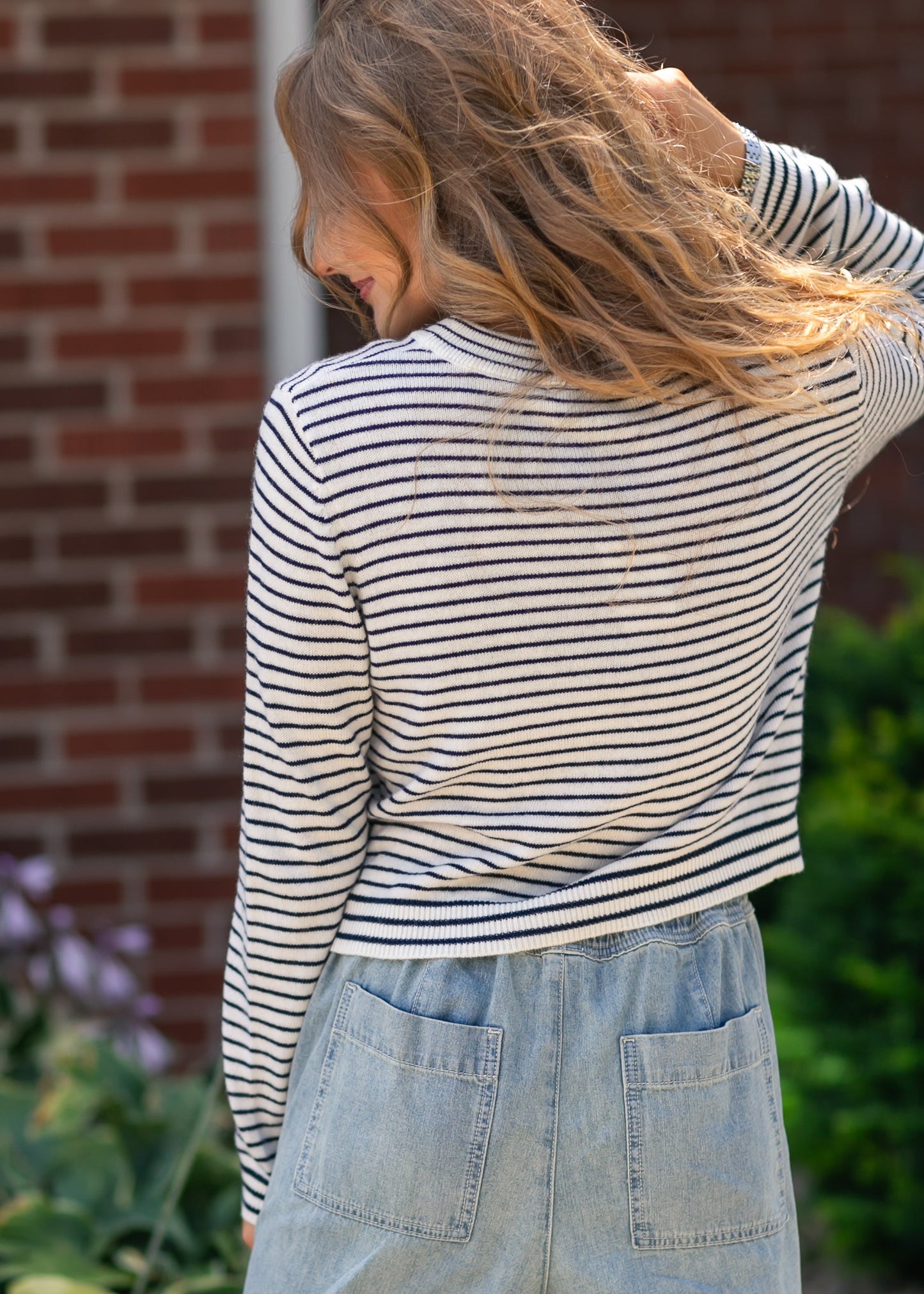 Striped Sweater Long Sleeve Top FF Tops
