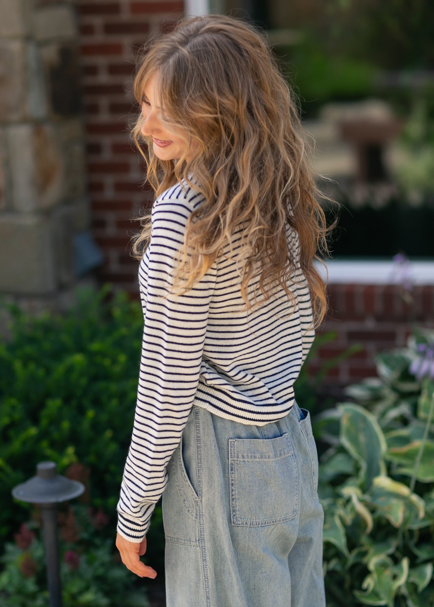 Striped Sweater Long Sleeve Top FF Tops