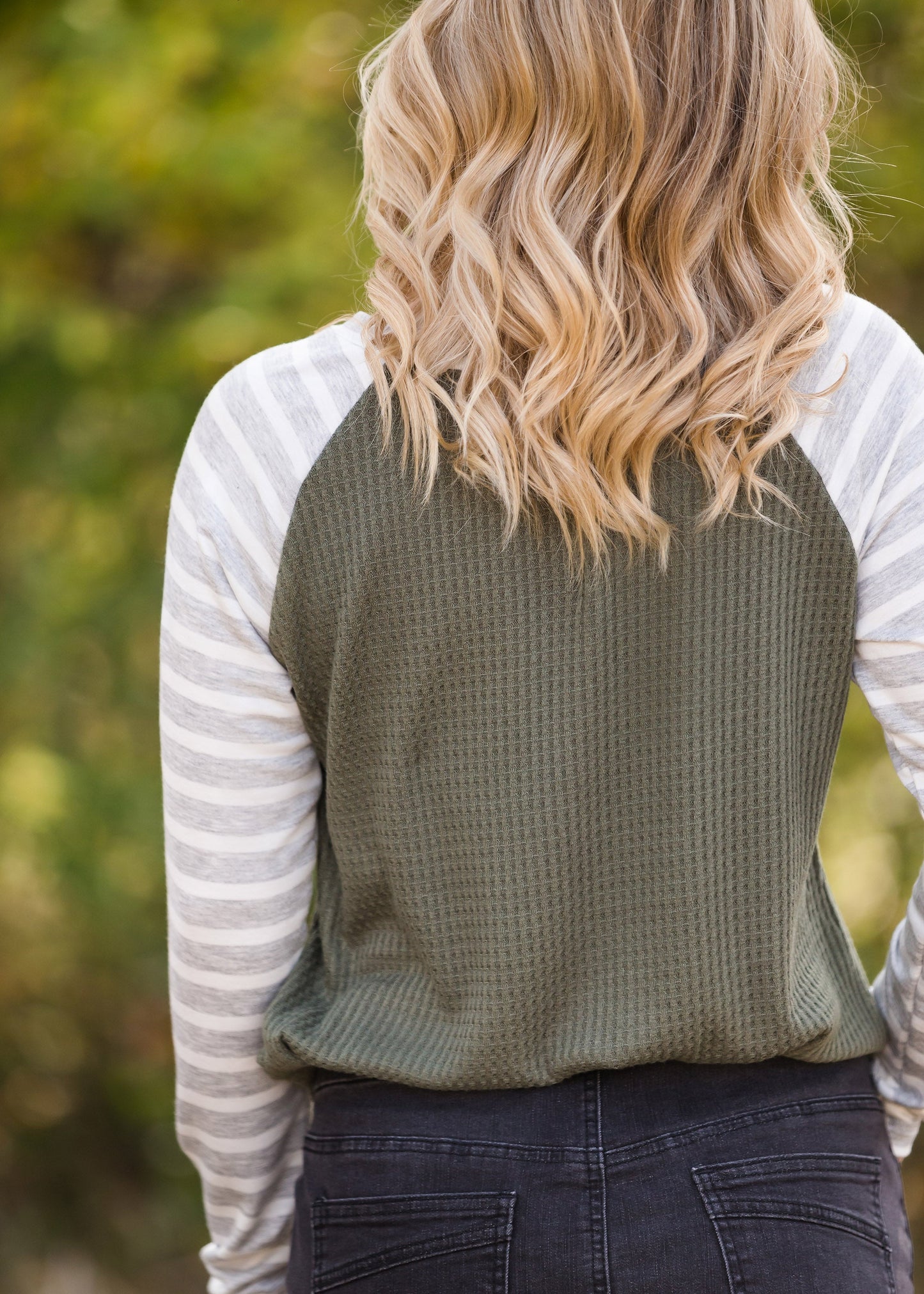 Striped Waffle Knit Raglan Top - FINAL SALE Tops