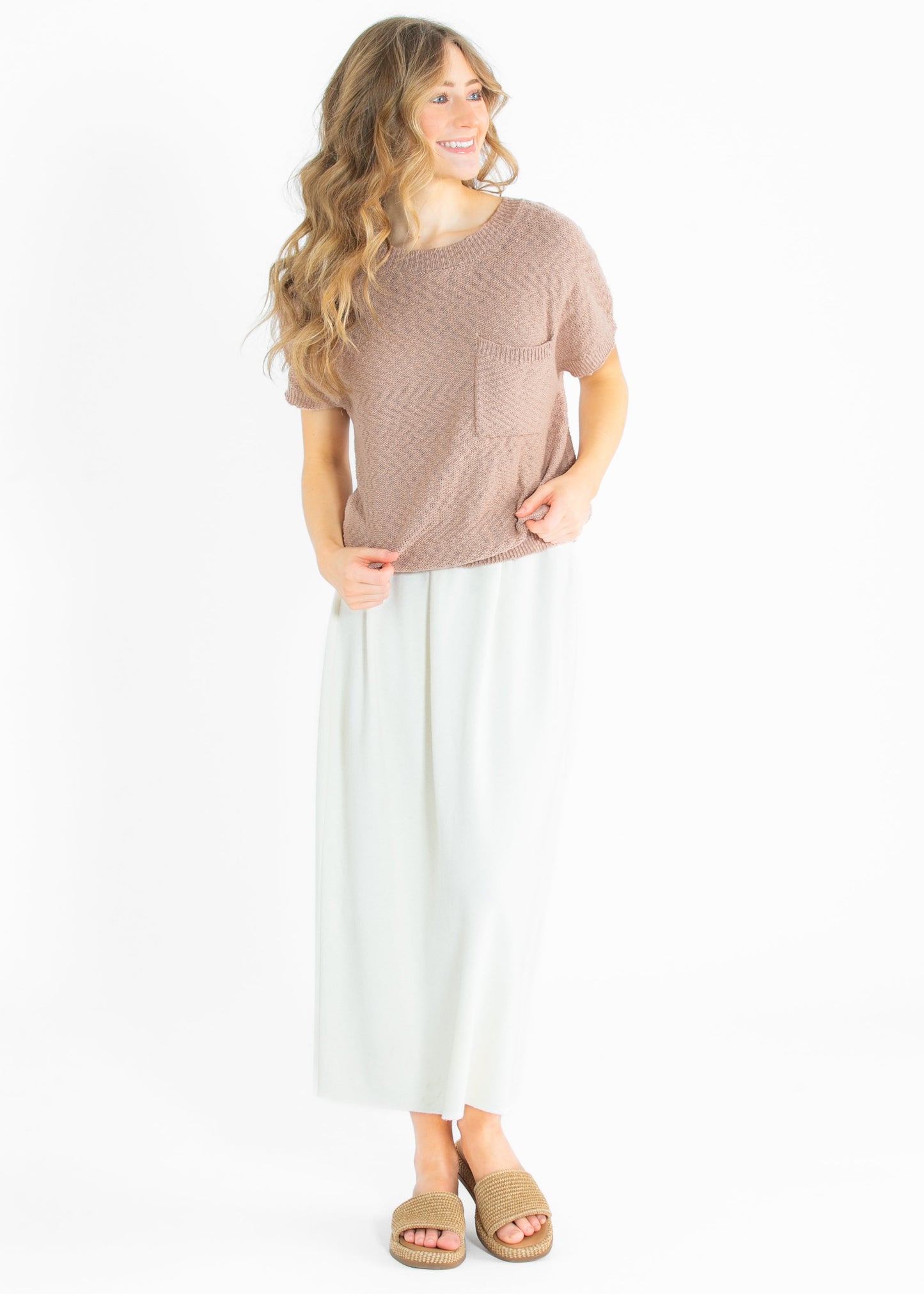 Suki Front Pocket Lightweight Sweater Top FF Tops