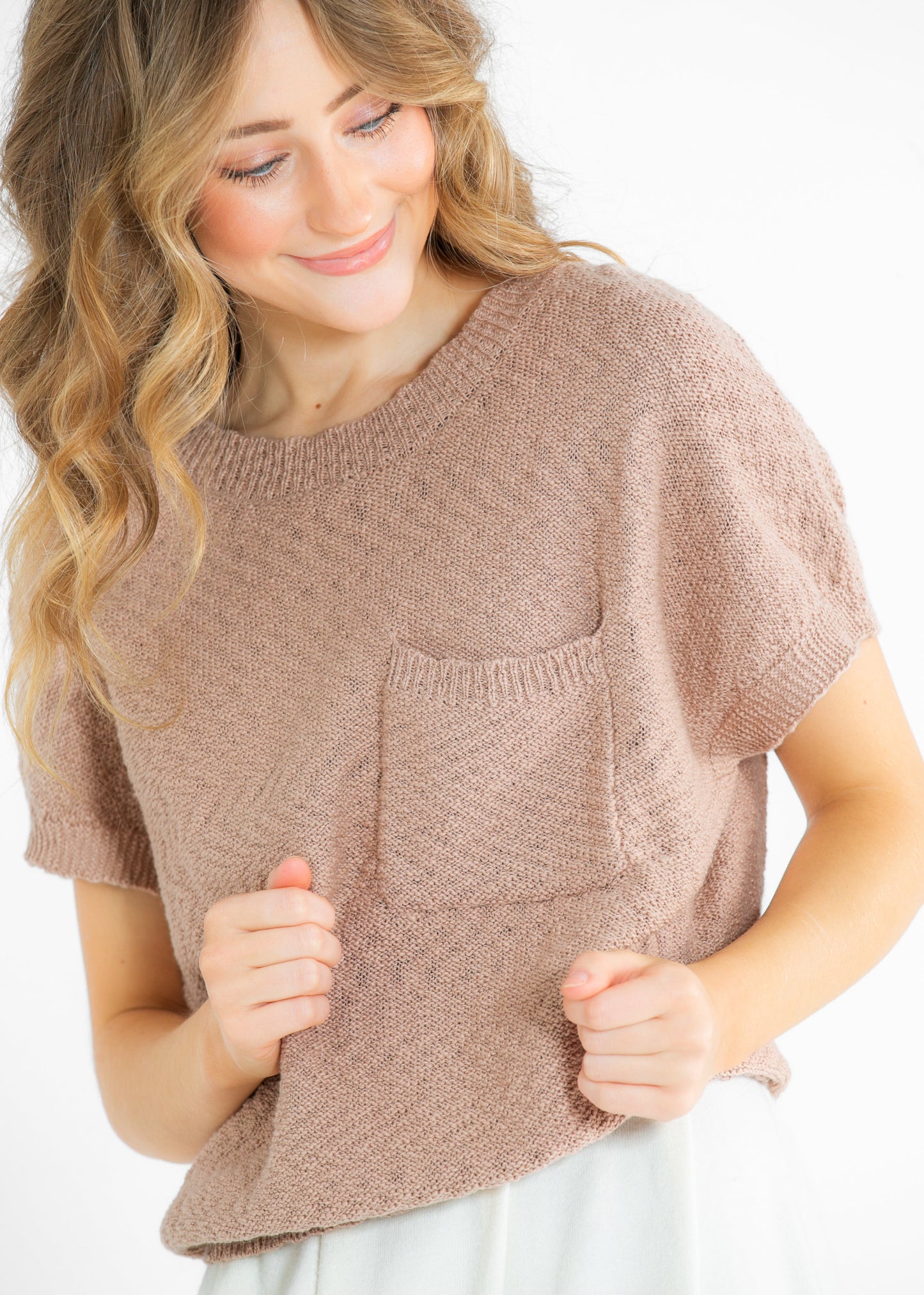 Suki Front Pocket Lightweight Sweater Top FF Tops